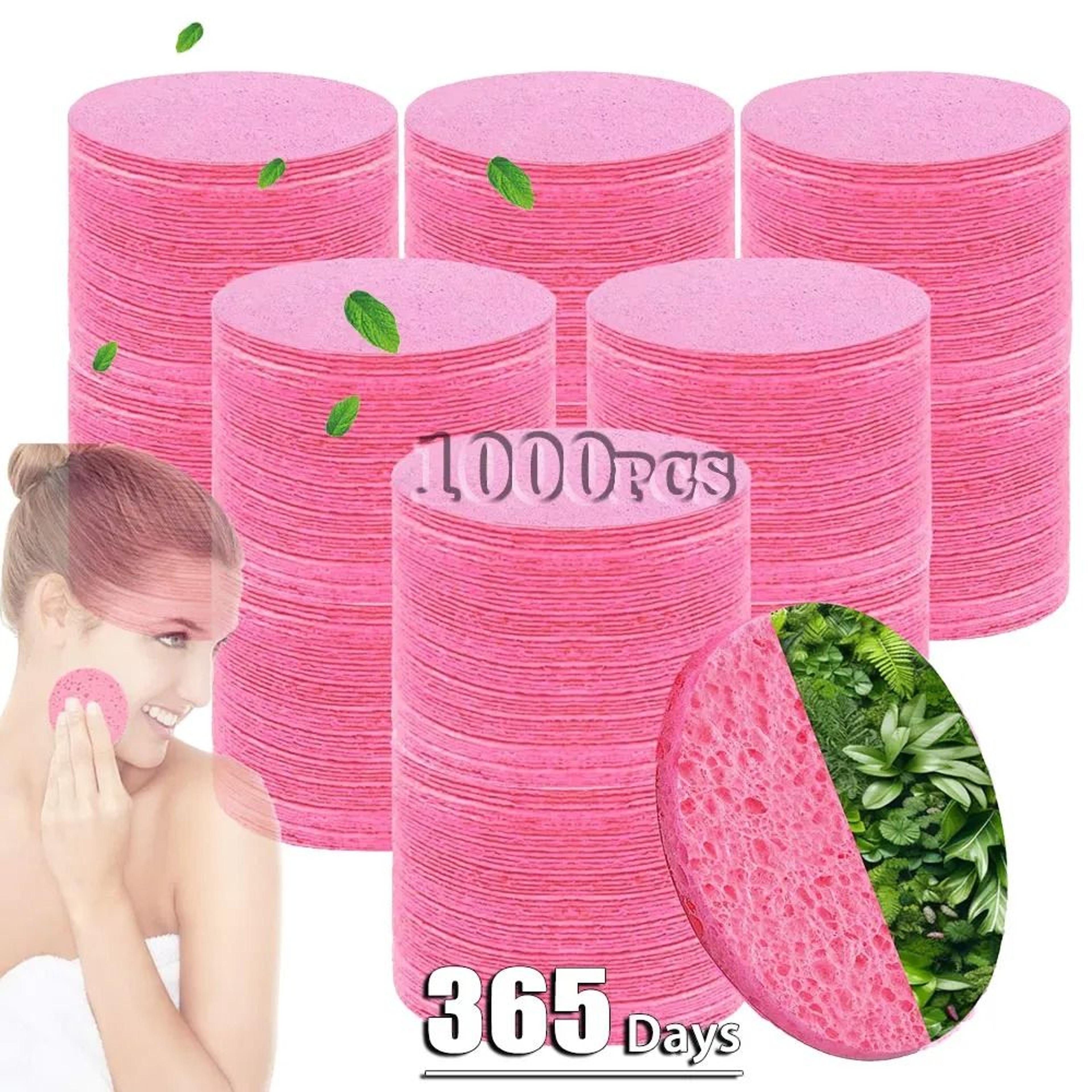compressed wood pulp facial wash sponges - natural cleansing & foaming puff pads