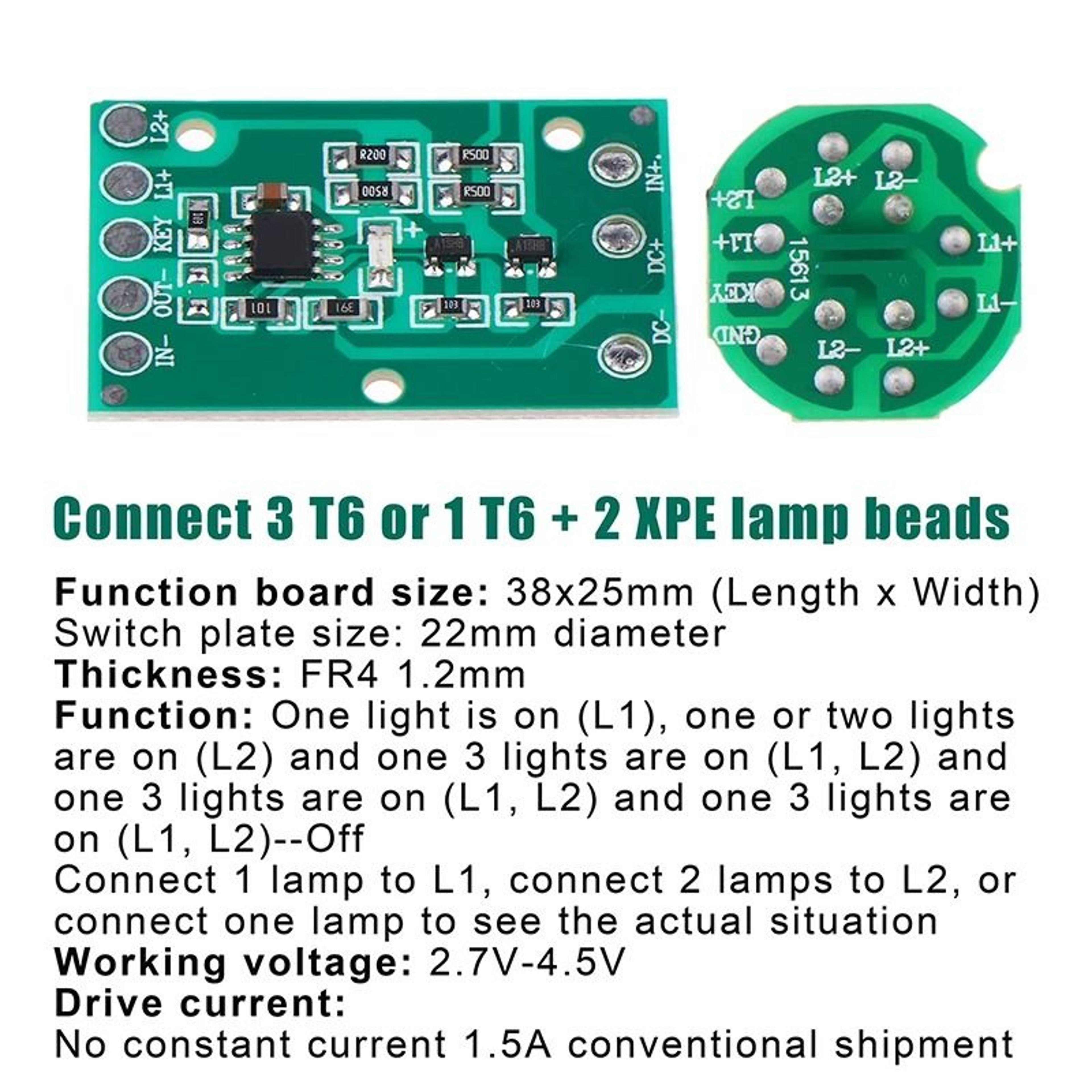 HZ8813 Flashlight Driver Board 3Mode  5Mode For T6 U2 L2 LED Circuit Control 4