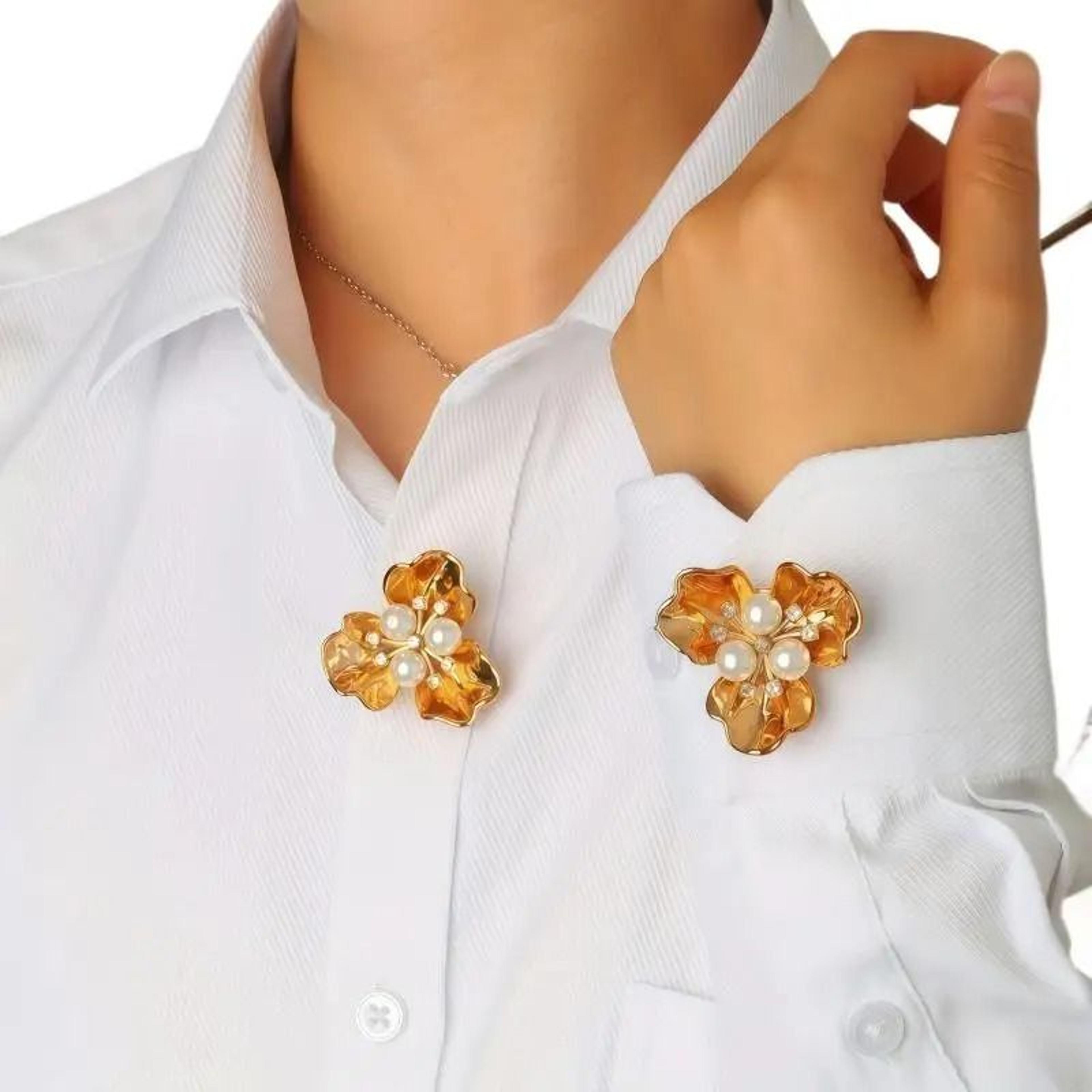 Crystal Pearl Detachable ClipOn Button Covers For Shirts  Coats 2