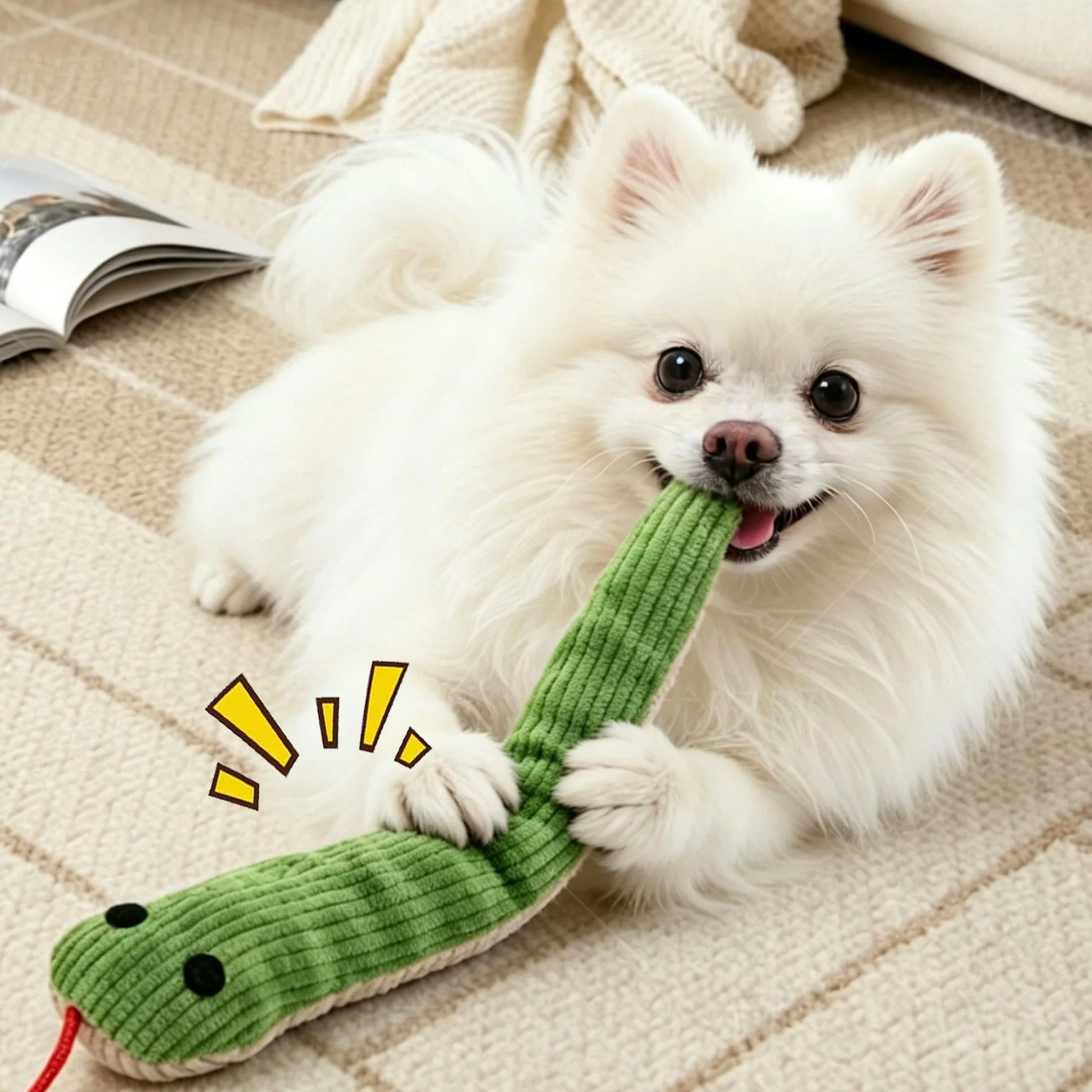 Interactive Snake Dog  Cat Toy With Crinkle Paper  Squeaker 3