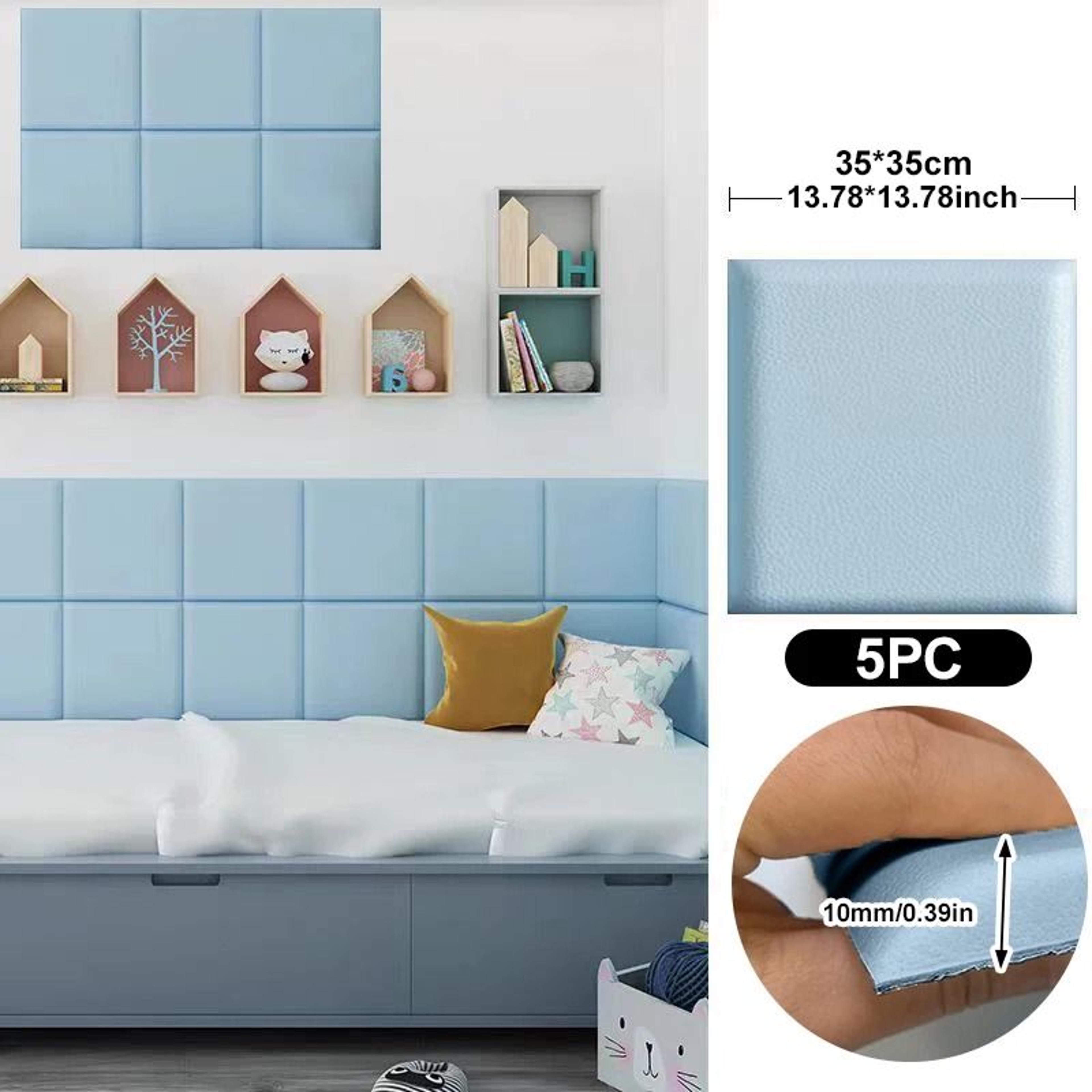5Piece 3D Leather Wall Panels 35x35cm Soft AntiCollision SelfAdhesive Stickers 7