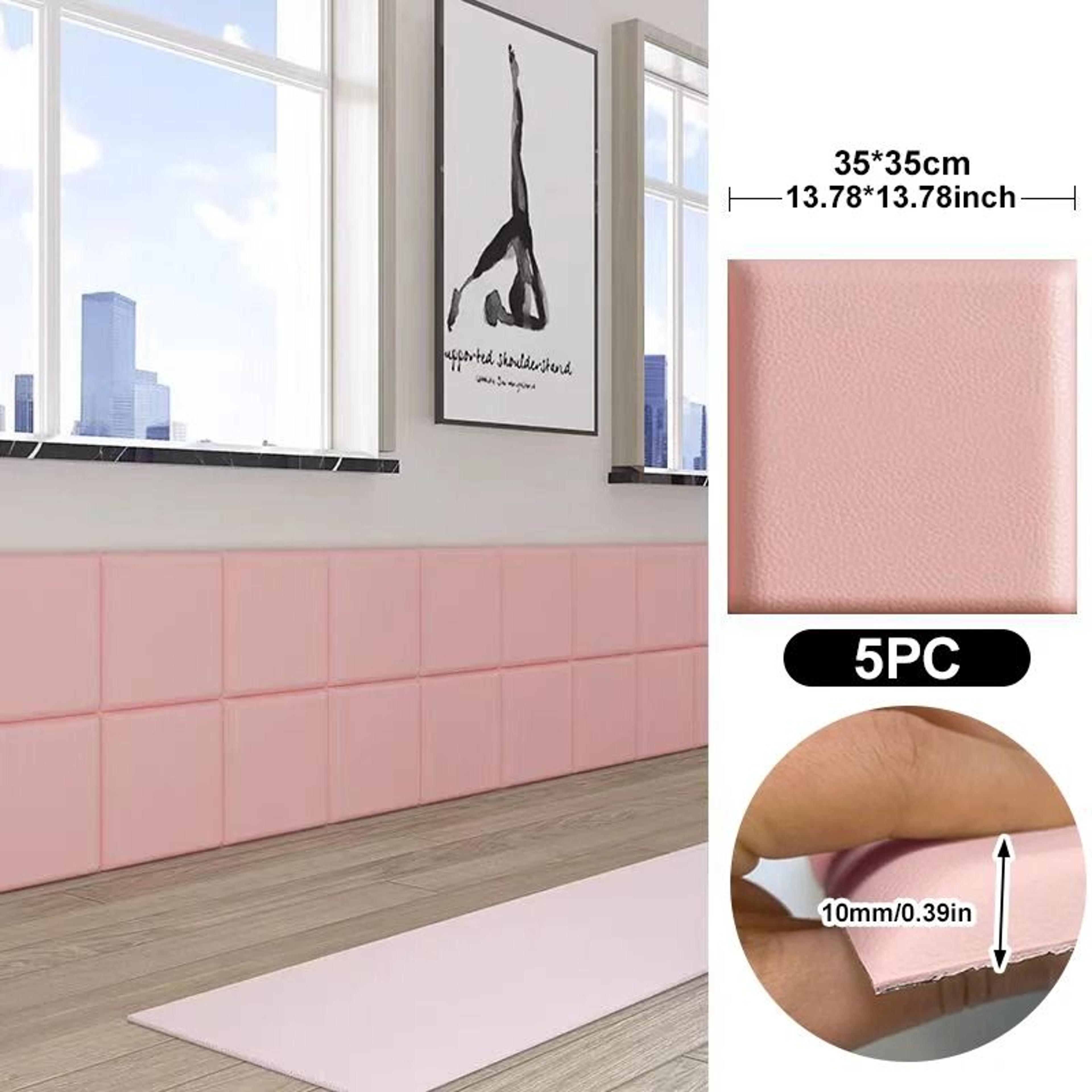 5Piece 3D Leather Wall Panels 35x35cm Soft AntiCollision SelfAdhesive Stickers 9
