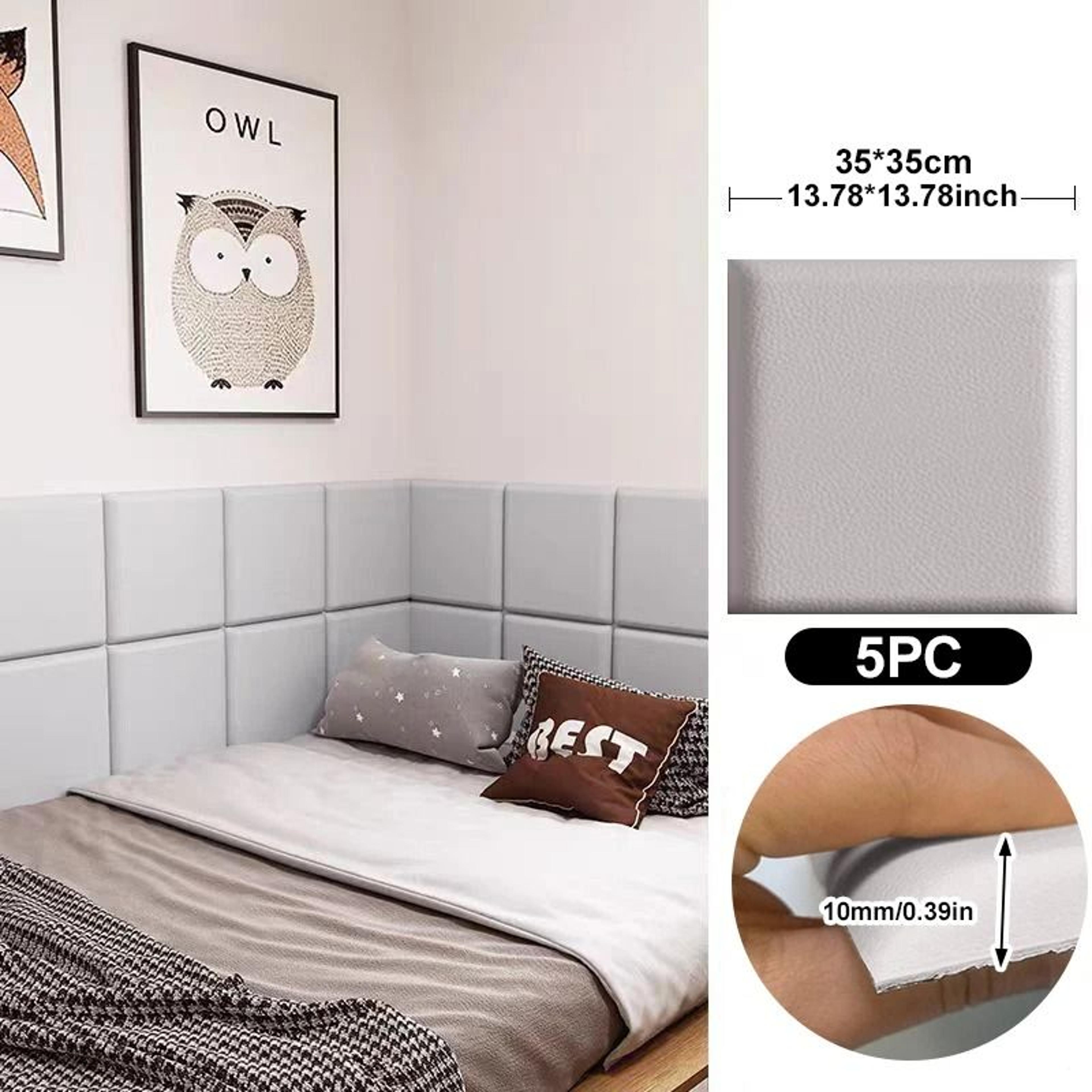 5Piece 3D Leather Wall Panels 35x35cm Soft AntiCollision SelfAdhesive Stickers 8