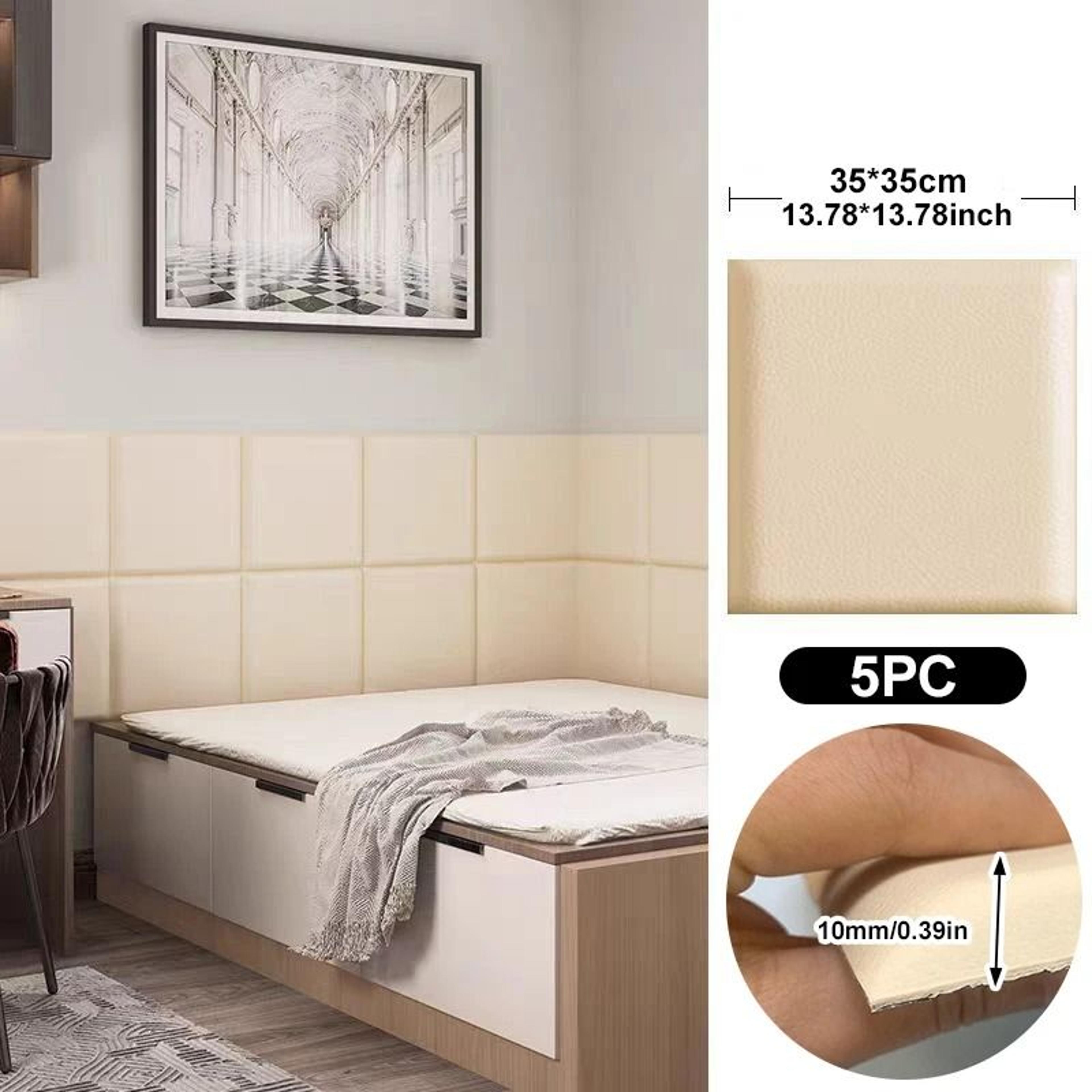 5Piece 3D Leather Wall Panels 35x35cm Soft AntiCollision SelfAdhesive Stickers 6