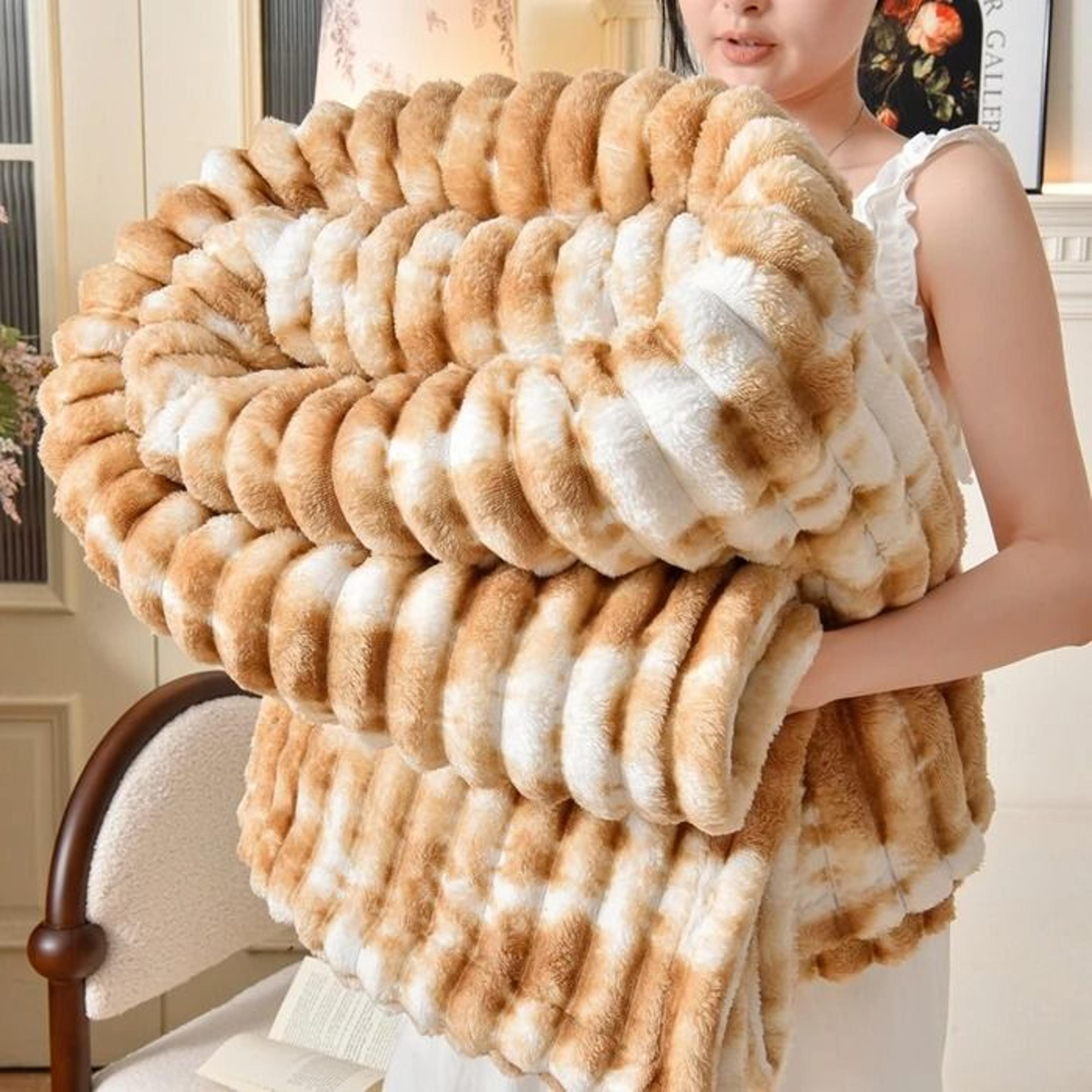 Gradient Color Soft Plush Flannel Blanket Spring  Autumn Warm Bed  Sofa Throw 8