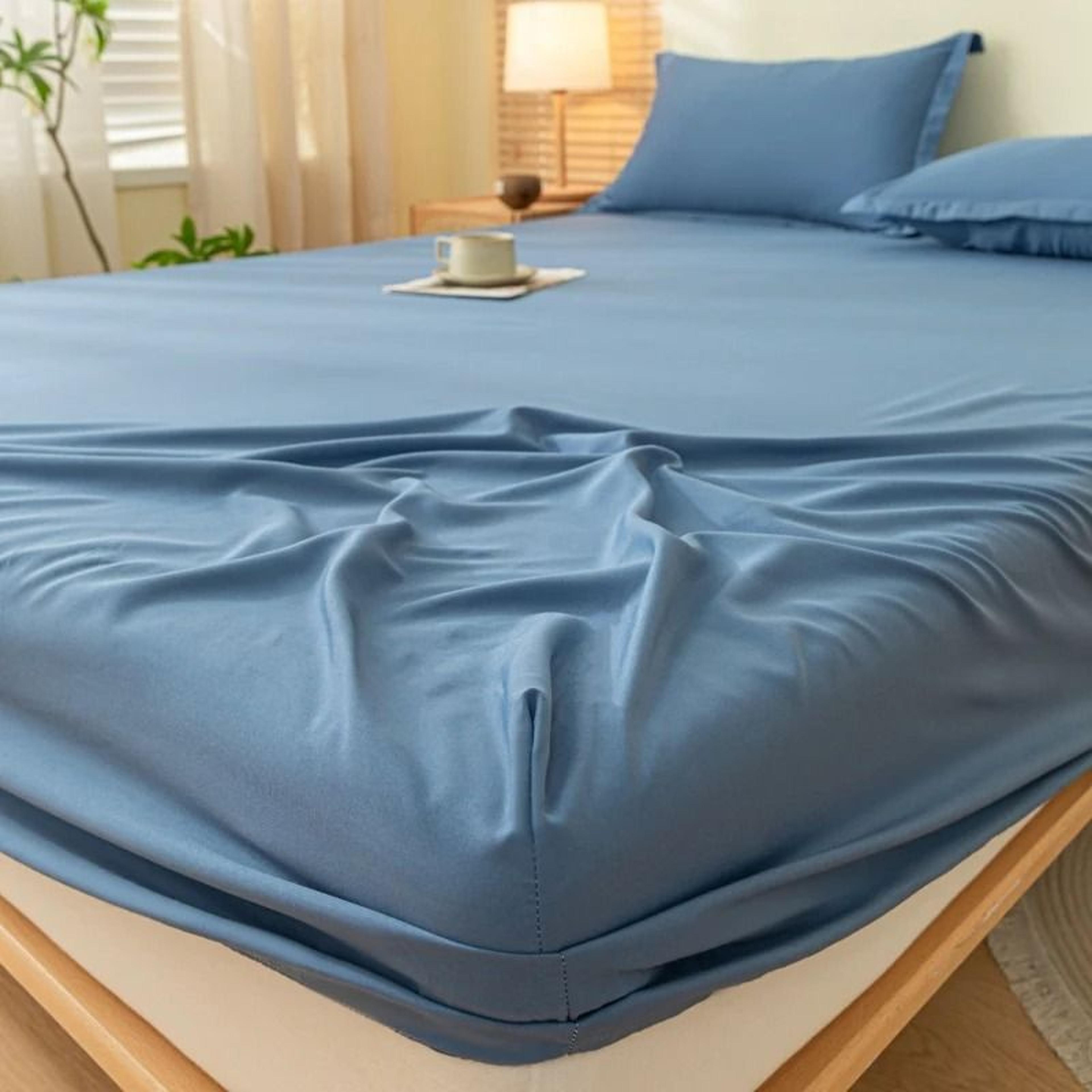 solid color soft fitted bed sheet with elastic band (all-size mattress cover protector)