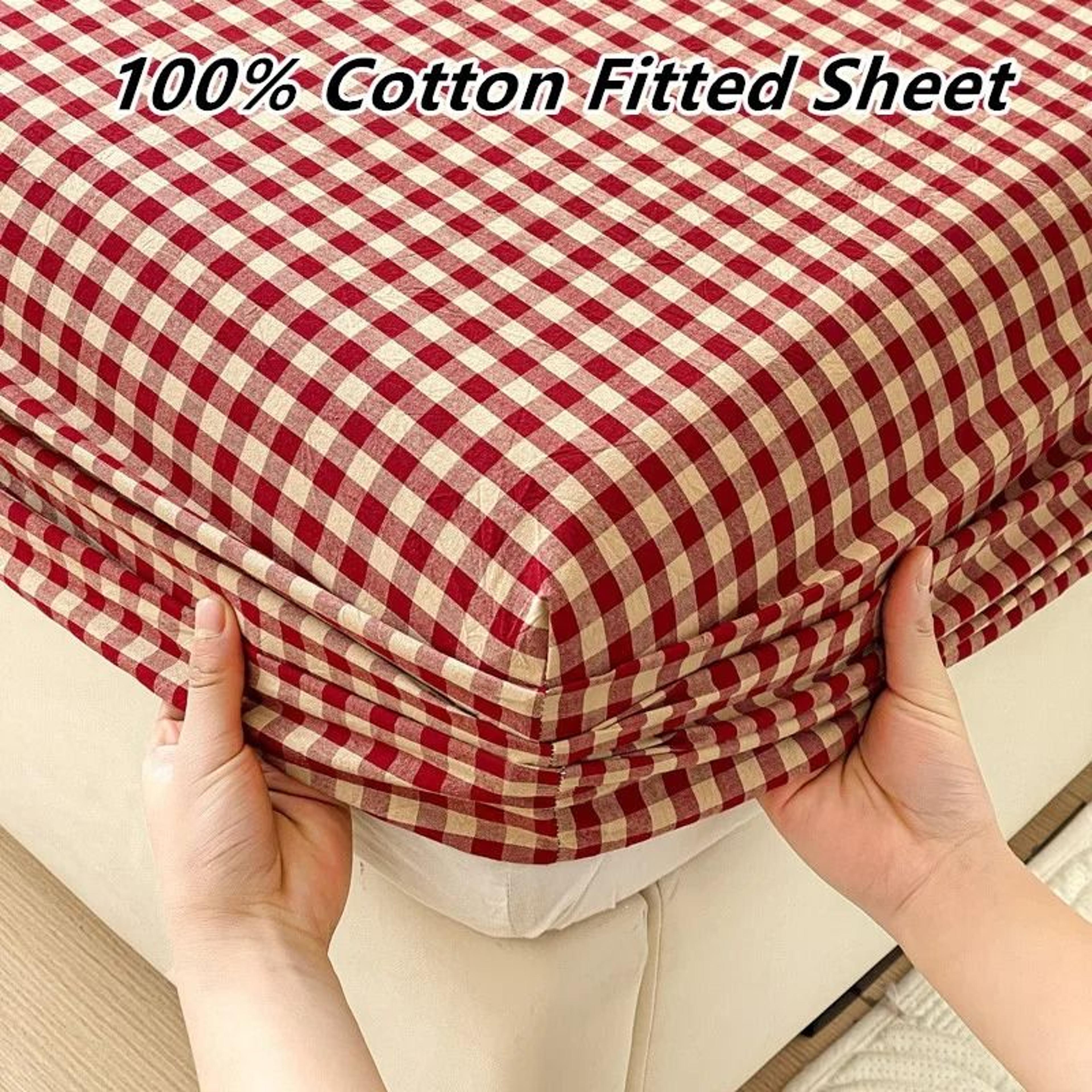 pure cotton fitted bed sheet (soft breathable mattress protector for single, twin, queen & king beds)