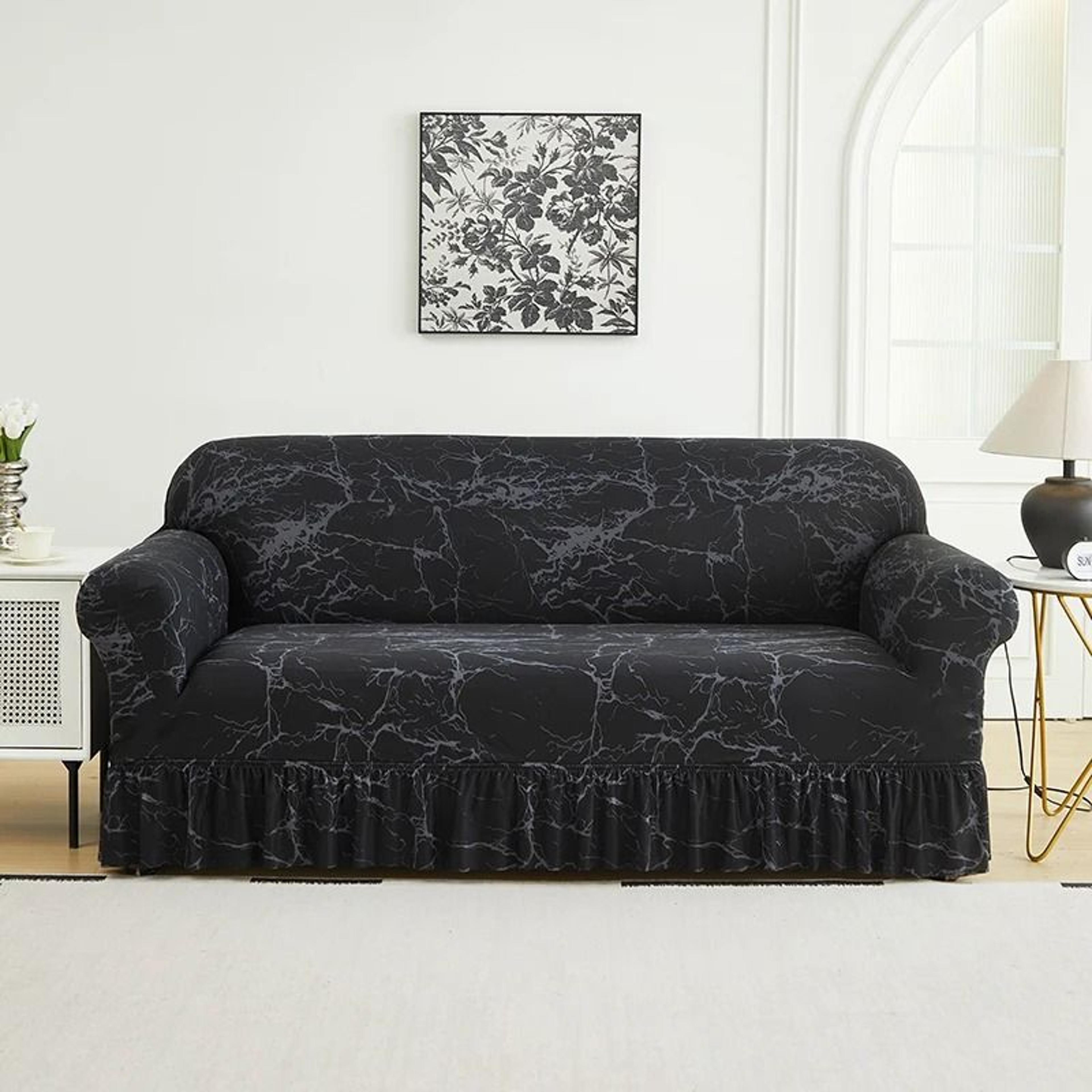 Printed Full Coverage Elastic Sofa Cover With Skirt Decorative Stretch Couch Slipcover 10