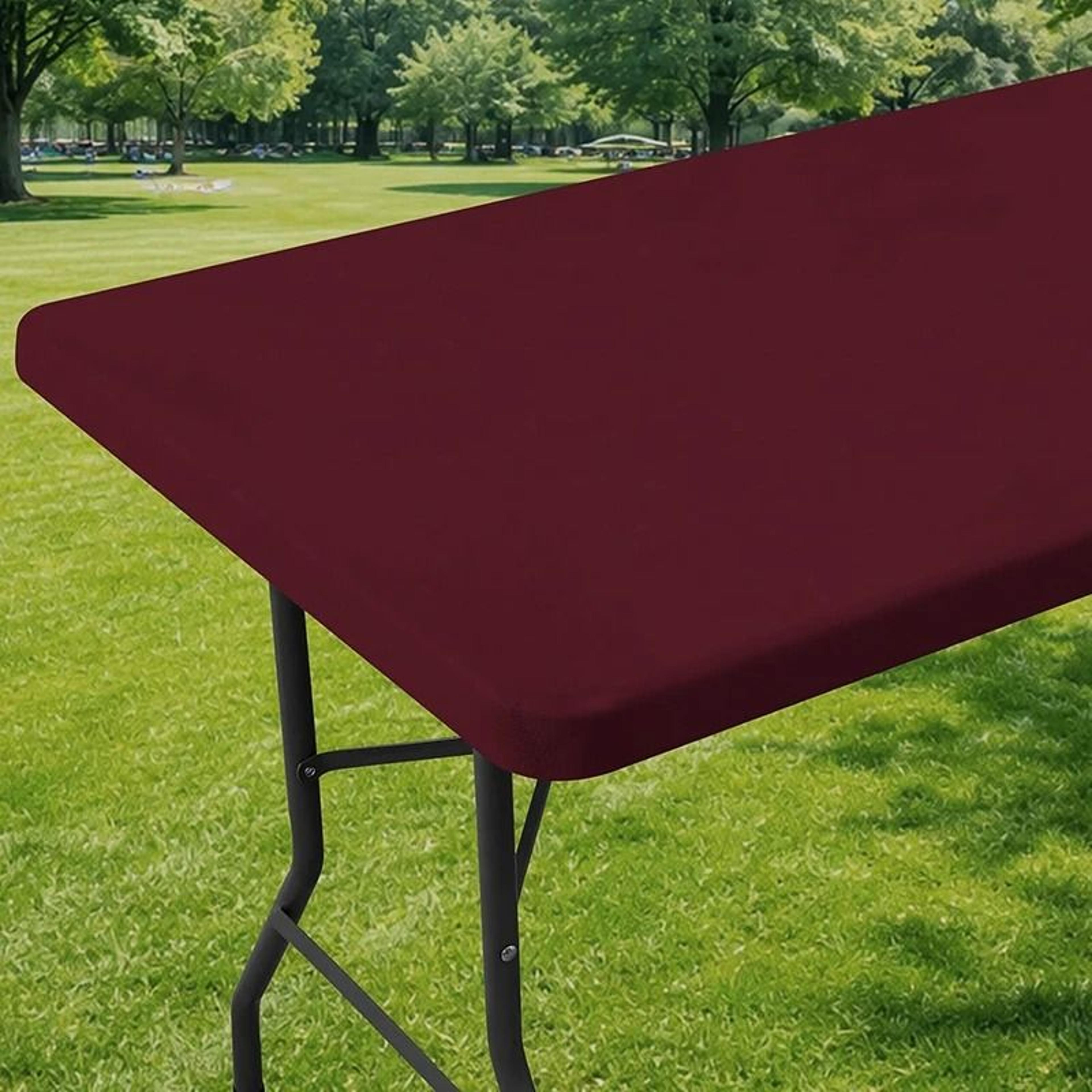 Fitted Elastic Spandex Stretch Tablecloth FormFitting White Cover For 6ft Rectangle  Round Tables 13