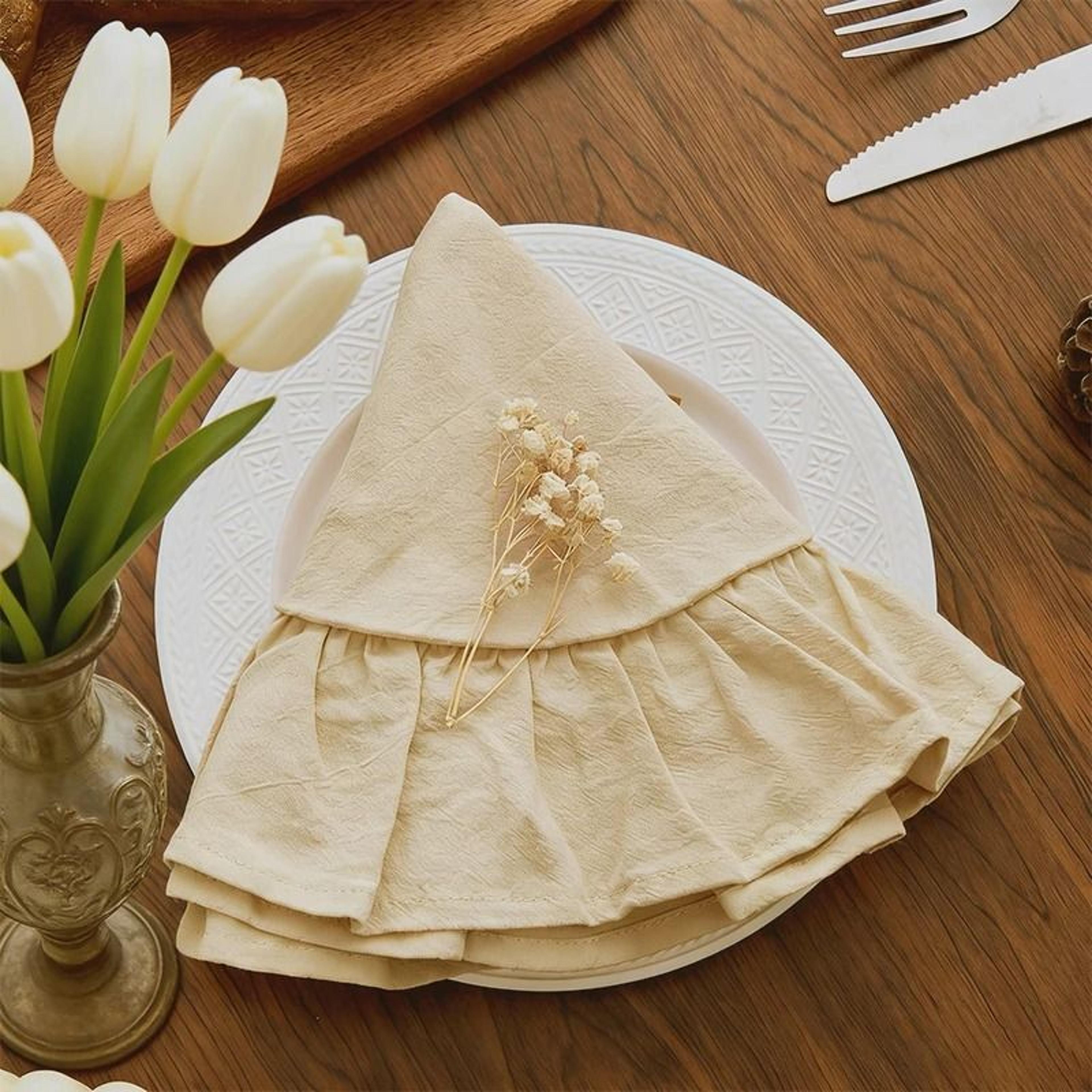 Set Of 4 Ruffle Placemats  Washable Cloth Napkins Farmhouse Table Mats For Dining Weddings  Home De 10