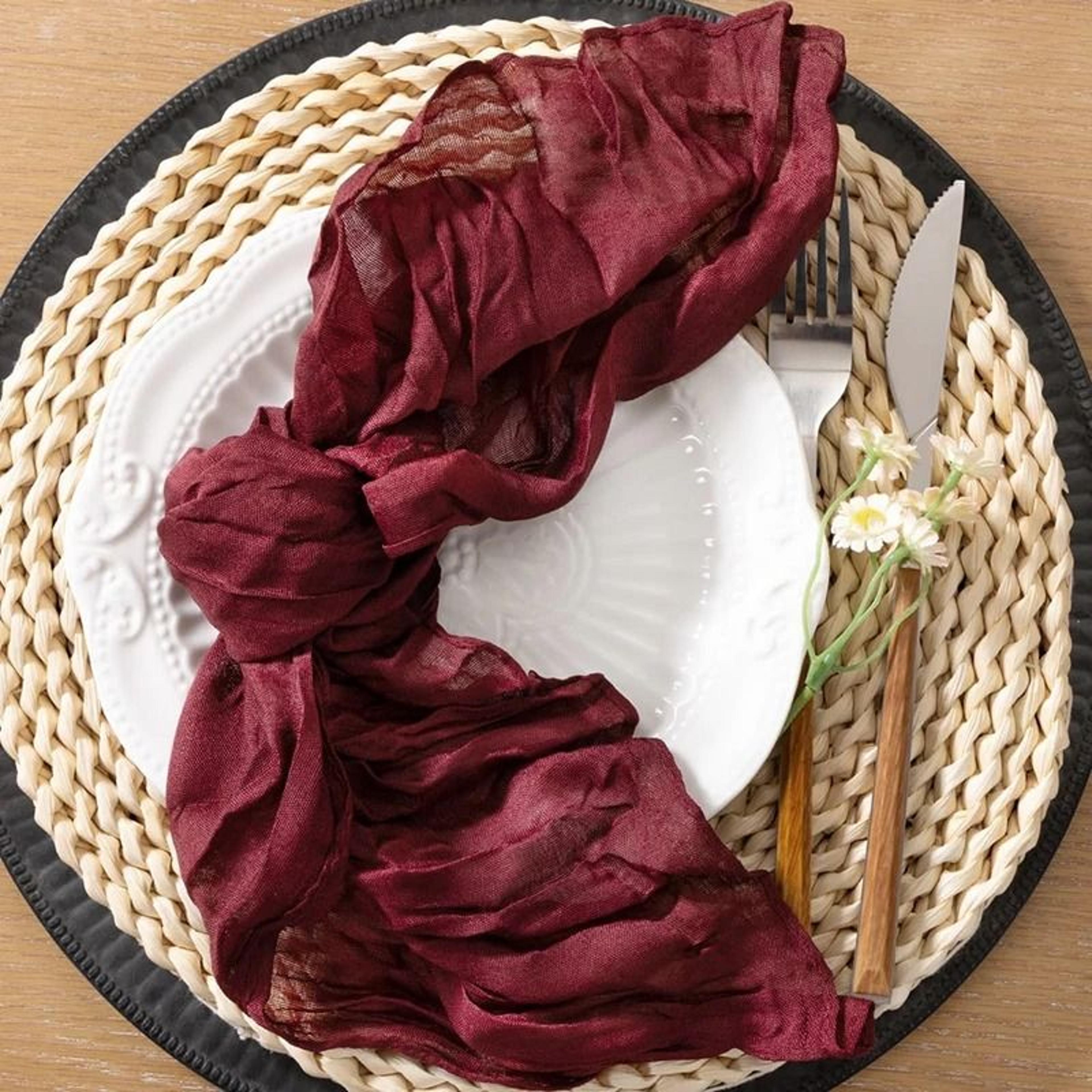 Beige Cheesecloth Gauze Napkins  Set Of 6 Washable 197x197 Inch Dinner Table Napkins For Weddings   8