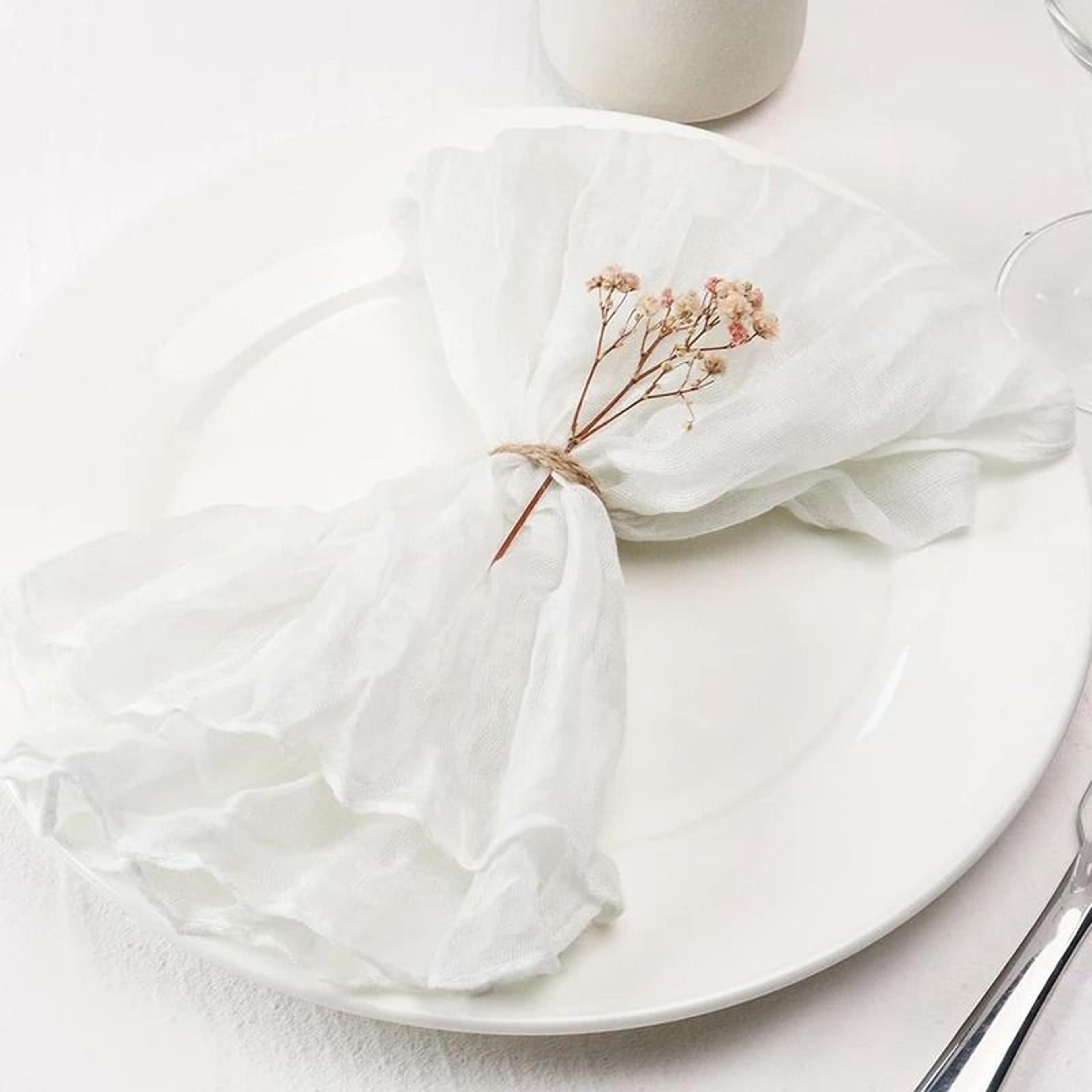 Beige Cheesecloth Gauze Napkins  Set Of 6 Washable 197x197 Inch Dinner Table Napkins For Weddings   7