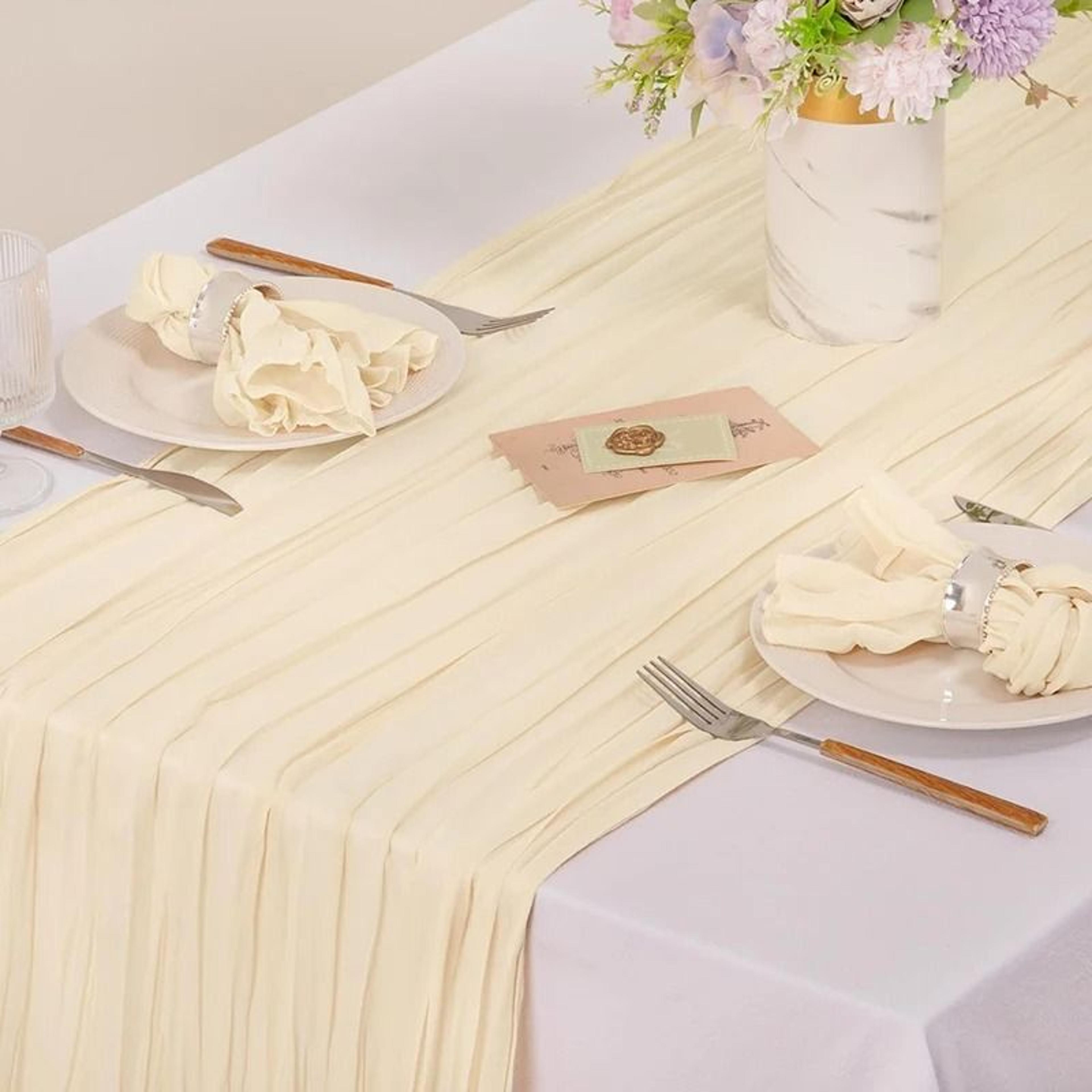 Beige Cheesecloth Gauze Napkins  Set Of 6 Washable 197x197 Inch Dinner Table Napkins For Weddings   2