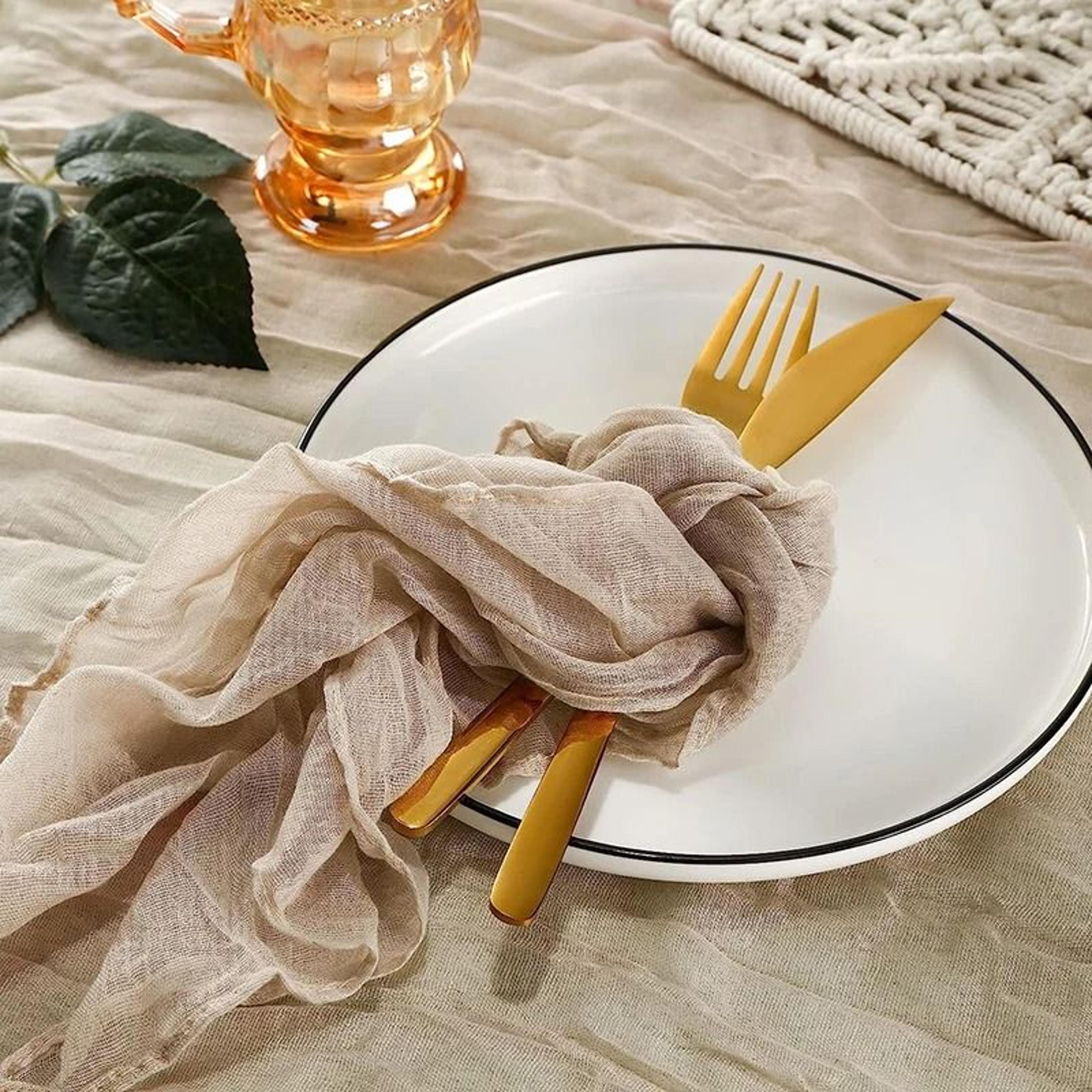 Beige Cheesecloth Gauze Napkins  Set Of 6 Washable 197x197 Inch Dinner Table Napkins For Weddings   13