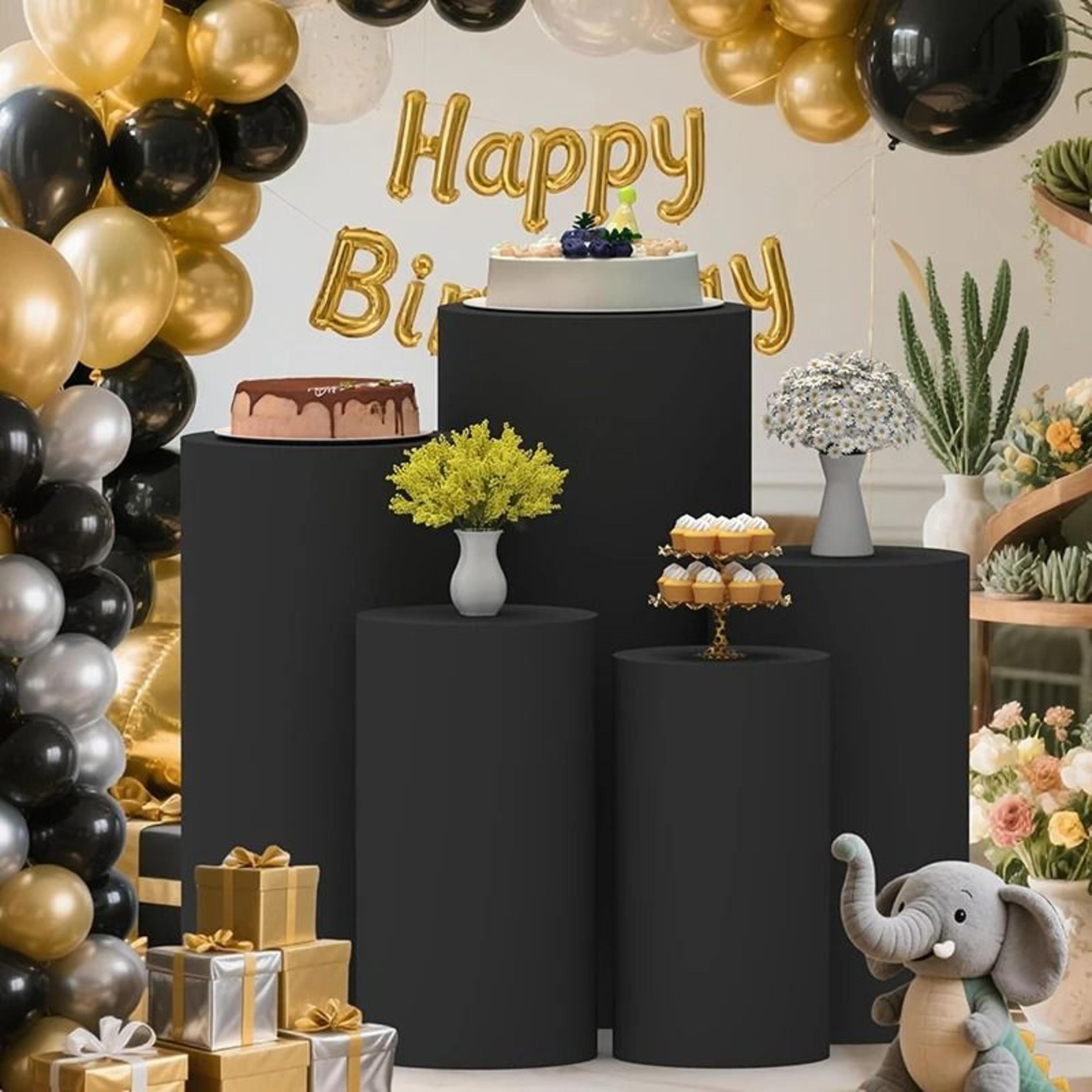Spandex Cylinder Pedestal Stand Covers Elastic Round Plinth Pillar Covers For Weddings  Parties 11