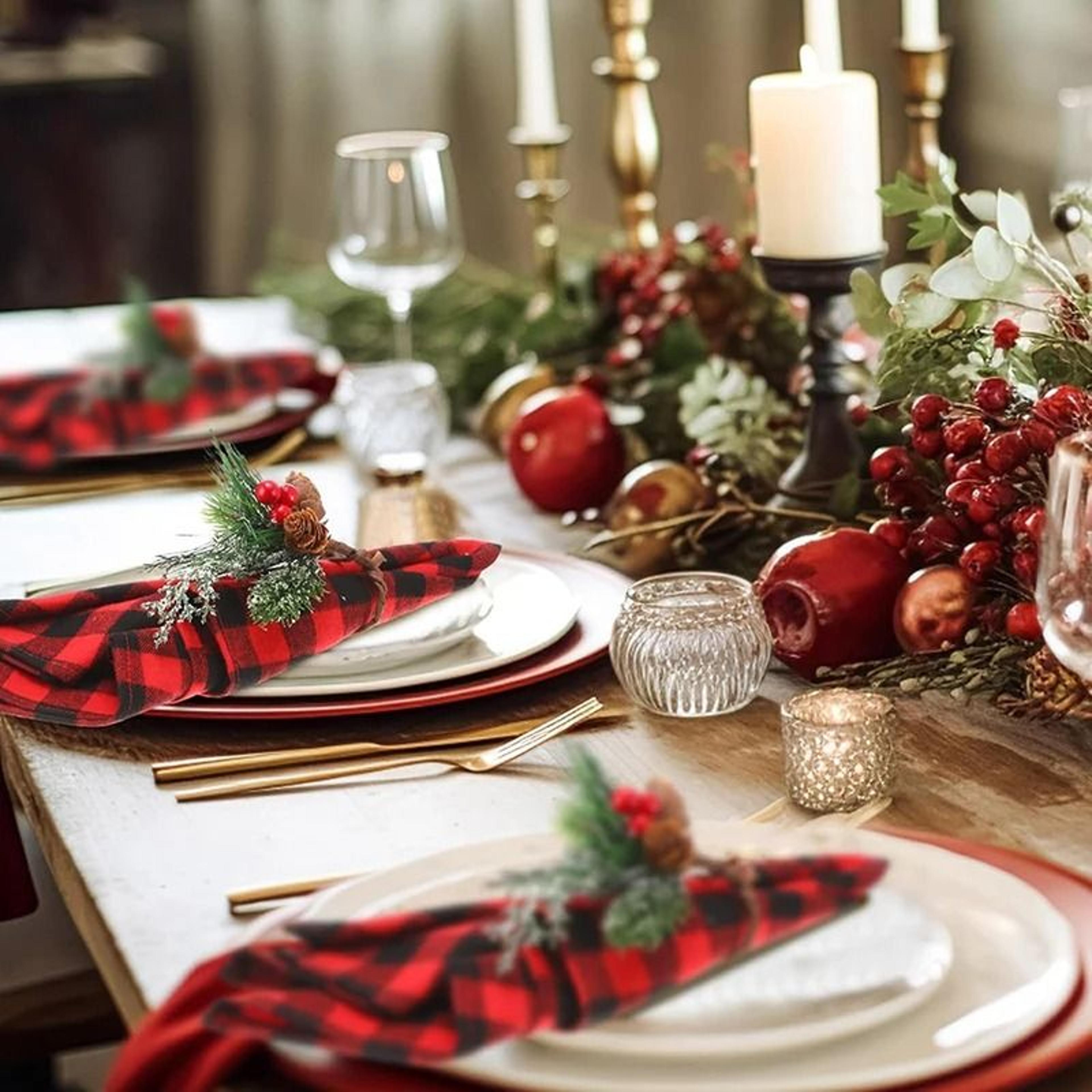 Christmas Buffalo Check Cotton Placemats Set Of 4 Reusable Xmas Dinner Mats For Kitchen 4