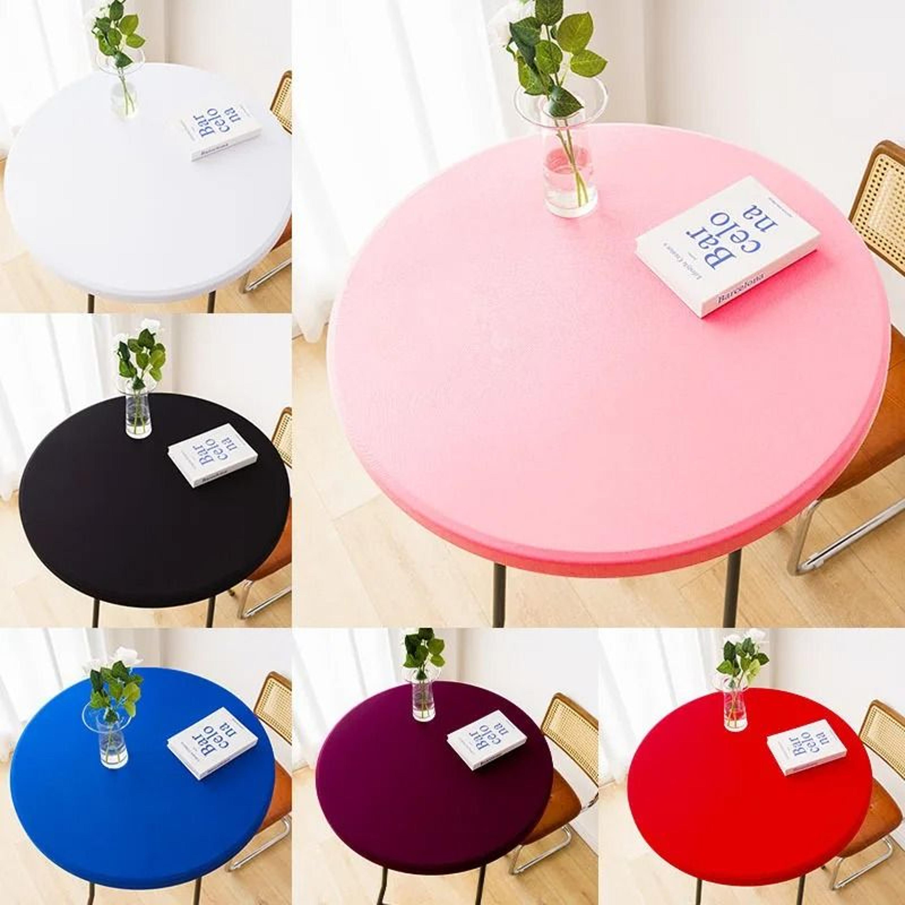 Round Spandex Elastic Tablecloth Dustproof Stretch Fitted Cover For Picnic Dining  Wedding 1