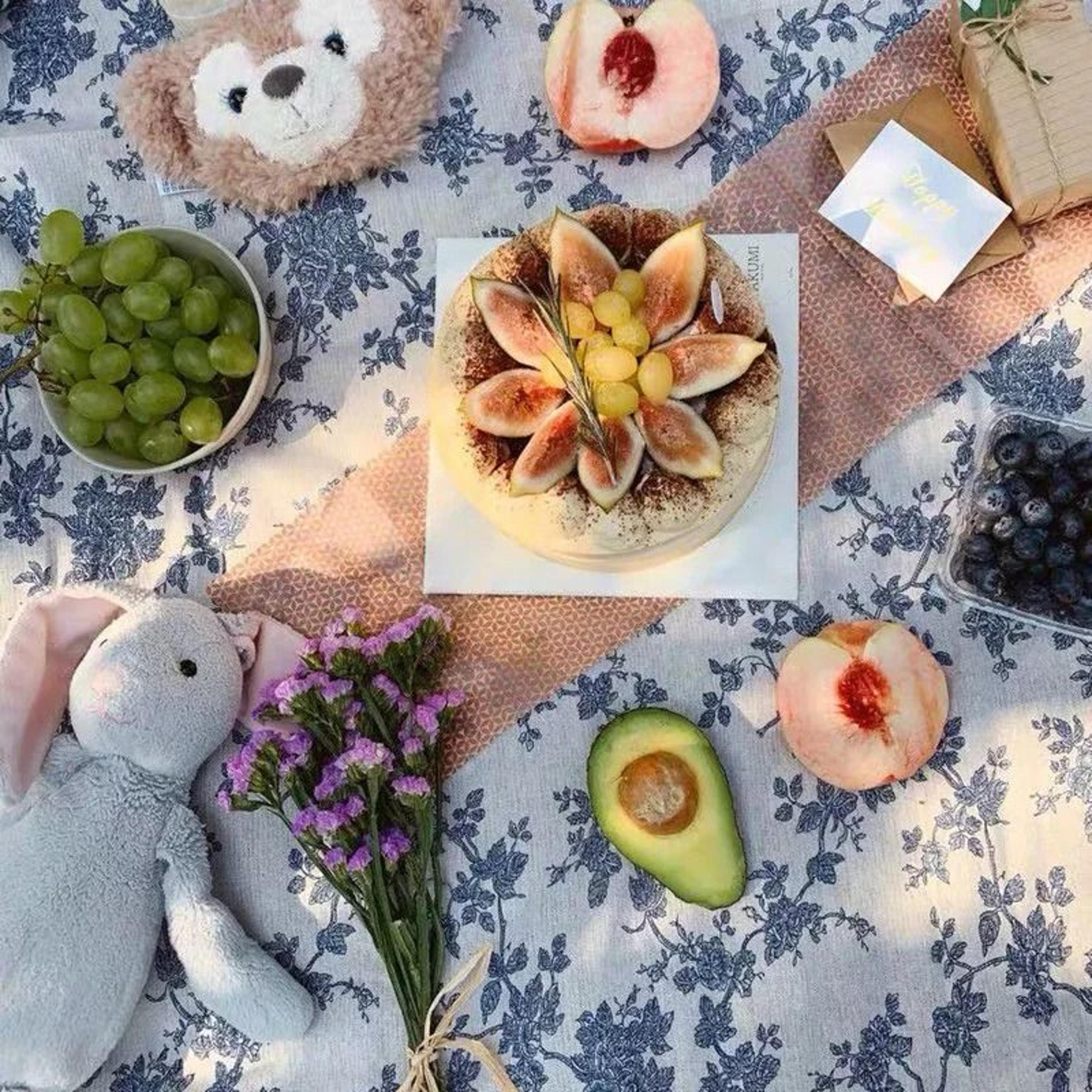 Blue Bohemian Floral Tassel Tablecloth DustProof Rectangle Fabric Cover For Kitchen  Holiday Party 4