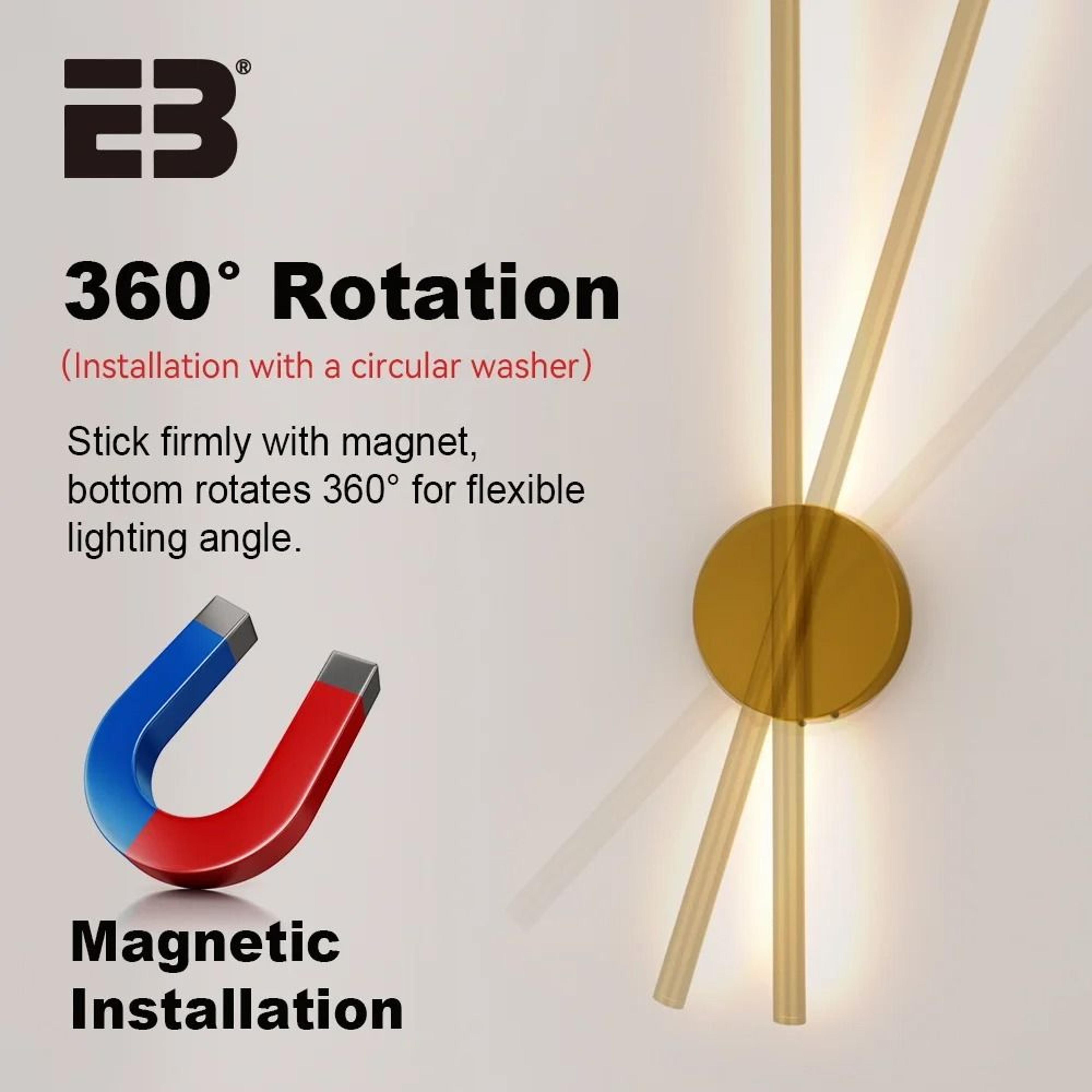 2 Packs Gold Wireless Wall Light Sconces 60cm Battery Operated USB Rechargeable Indoor LED Interior 3