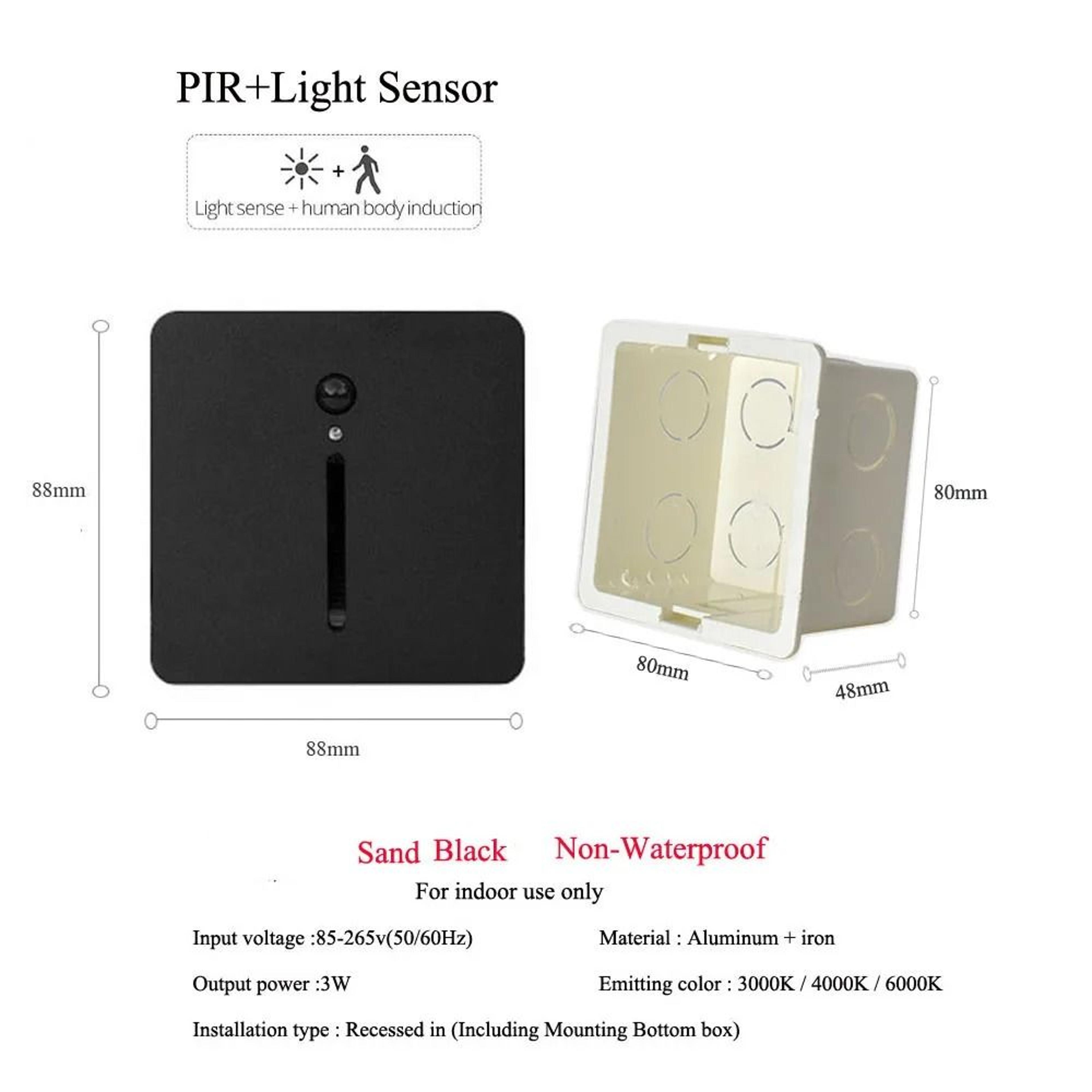 3W Aluminum Embedded PIR Motion Sensor Step Light Recessed Stairwell Nightlight Footlight Sconce Wi 18