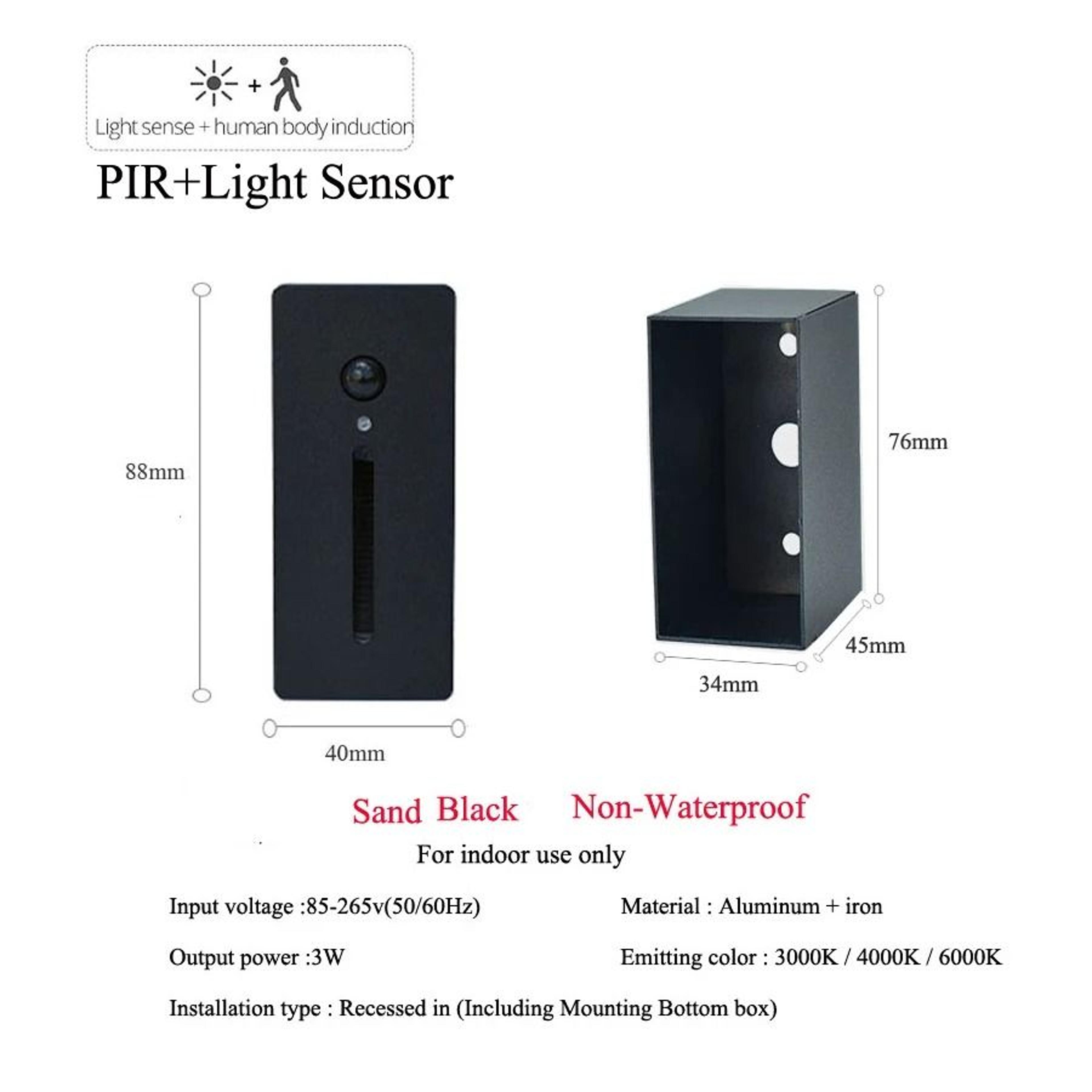 3W Aluminum Embedded PIR Motion Sensor Step Light Recessed Stairwell Nightlight Footlight Sconce Wi 15