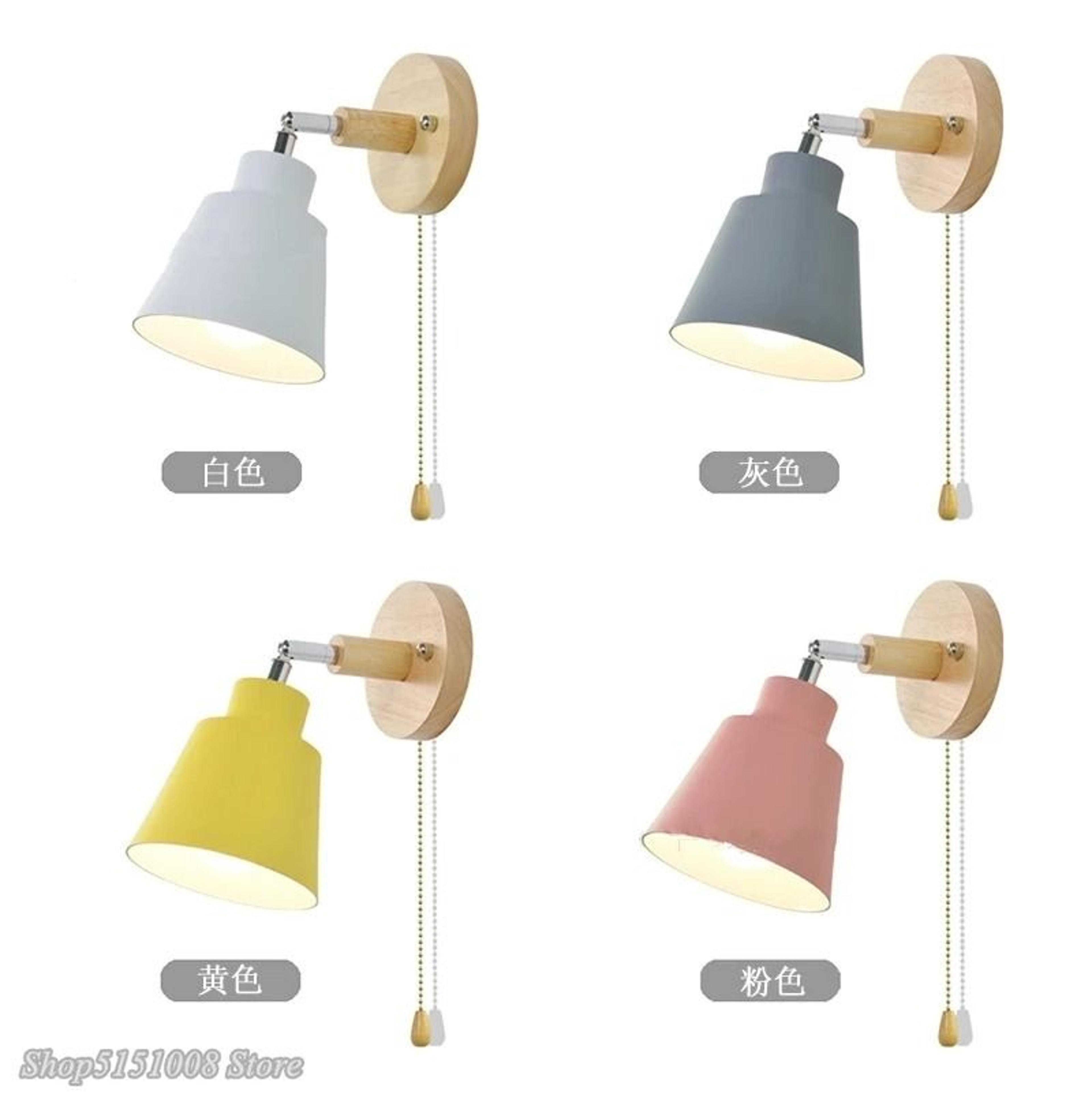 Nordic Wooden Wall Light With Pull Zipper Switch Modern Rotatable Macaron Sconce For Bedside  Bedro 4