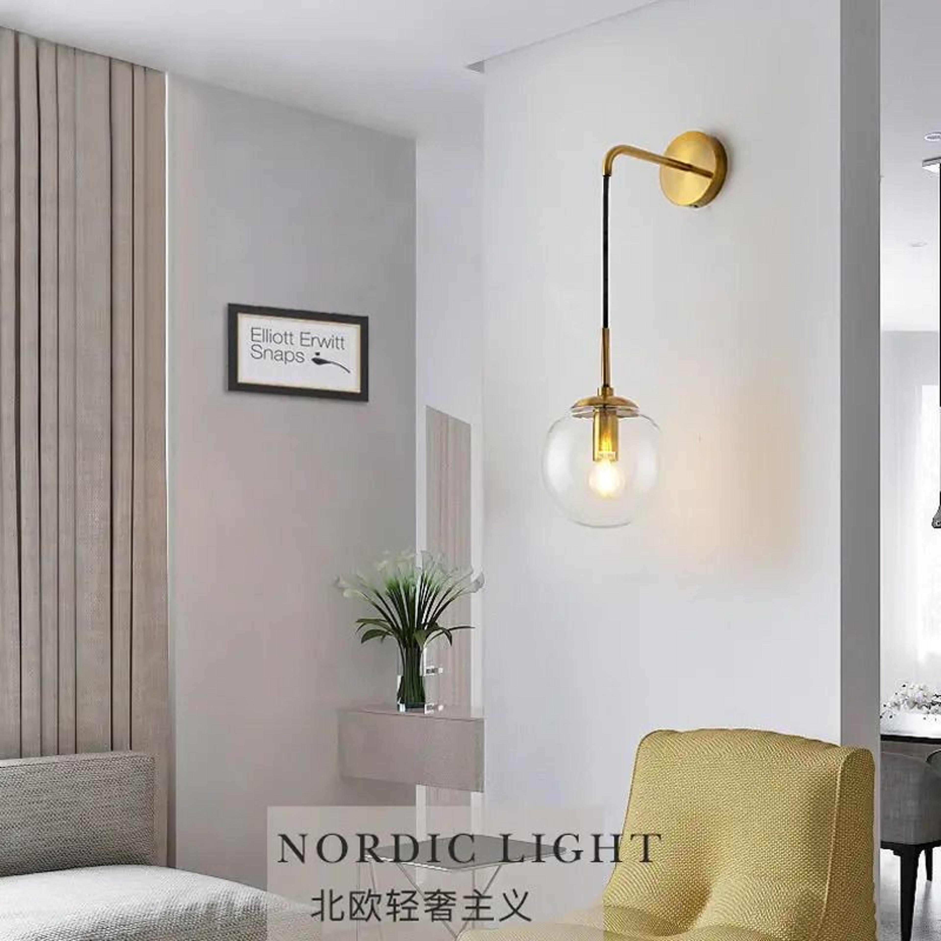 Nordic Brass Gold Ball Glass Wall Sconce Modern Sphere Lamp For Living Room Bedside  Mirror Front 1