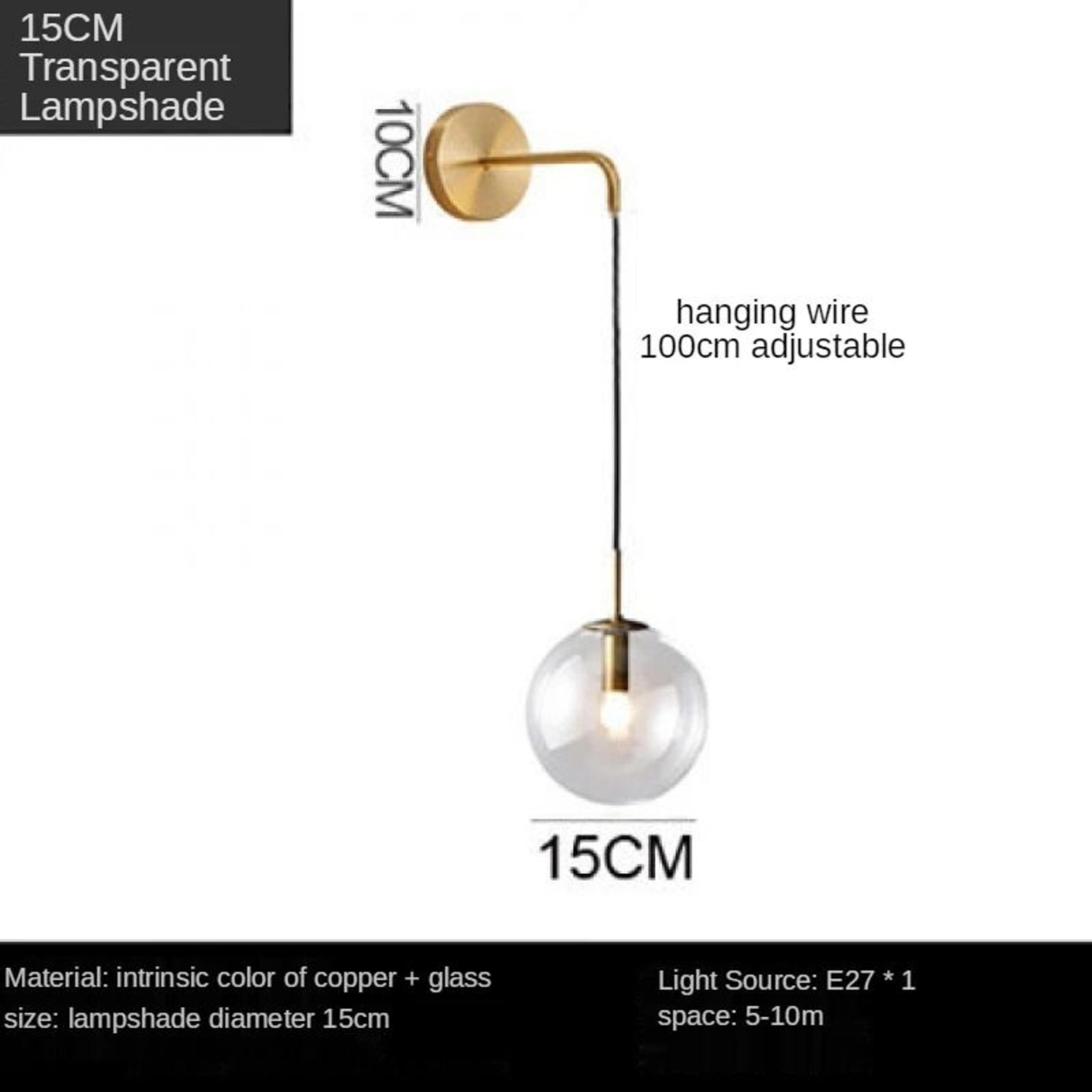 Nordic Brass Gold Ball Glass Wall Sconce Modern Sphere Lamp For Living Room Bedside  Mirror Front 7