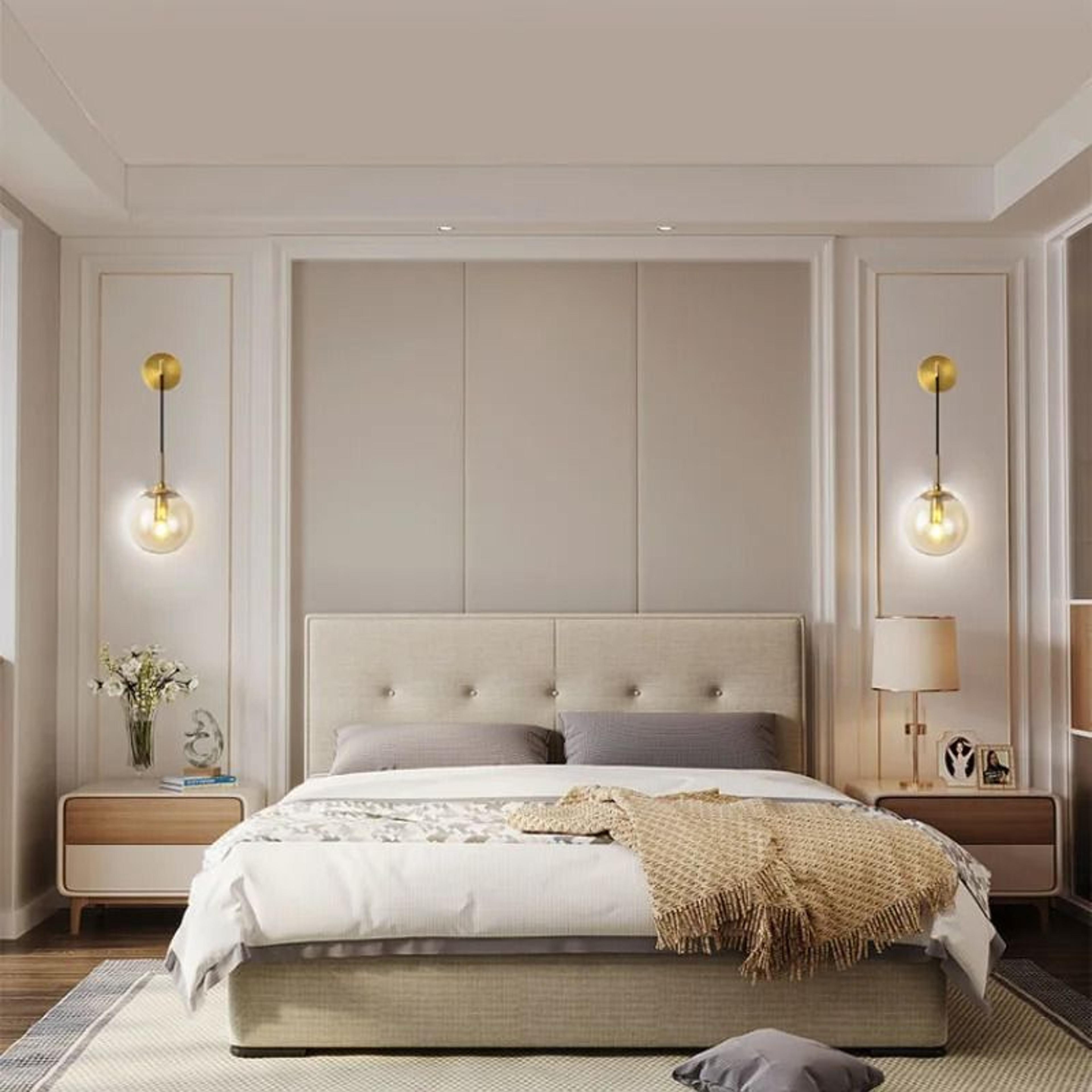 Nordic Brass Gold Ball Glass Wall Sconce Modern Sphere Lamp For Living Room Bedside  Mirror Front 4