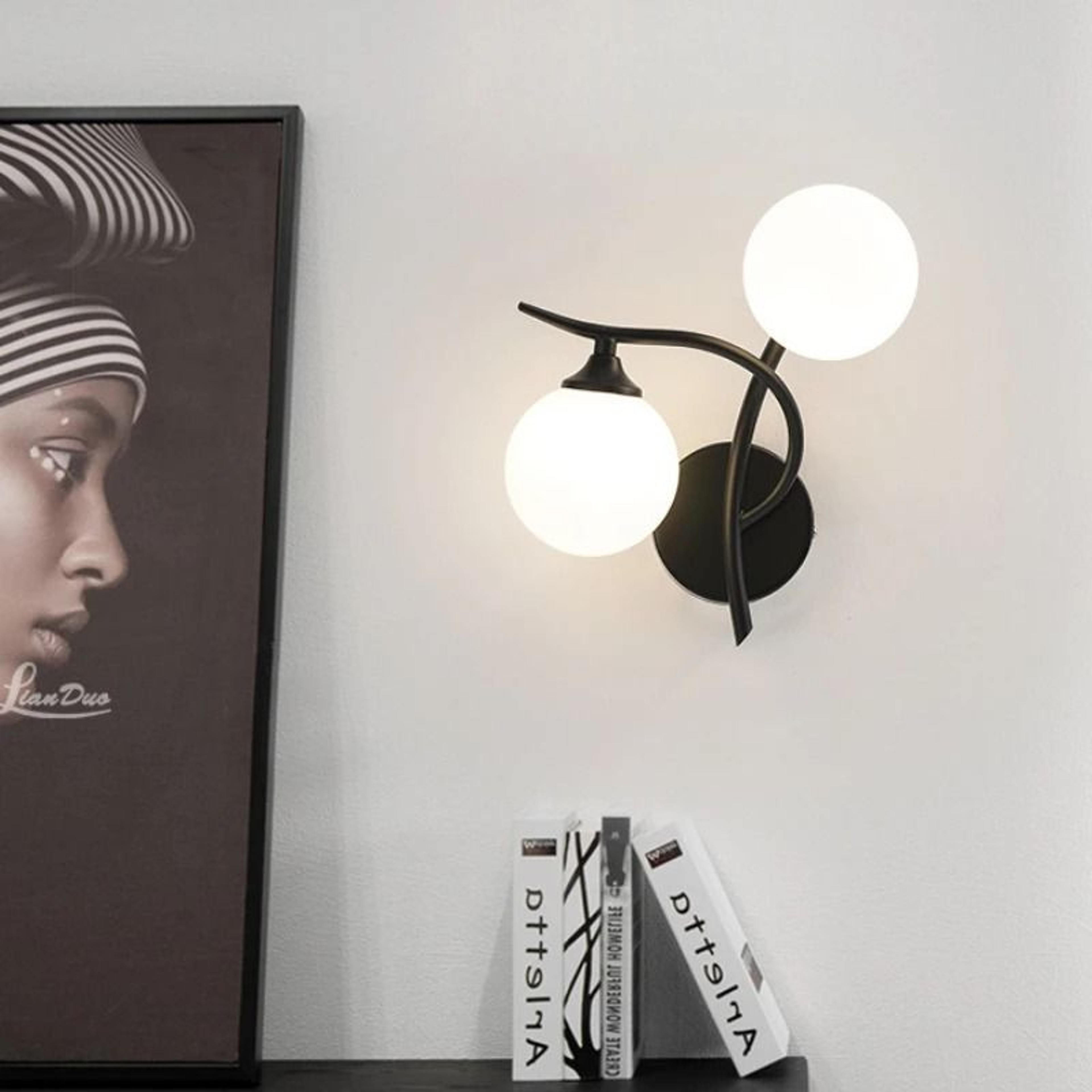 Modern Nordic Iron Wall Lamp With Glass Ball Shade Decorative Indoor Sconce For Bedroom Bedside Stu 1