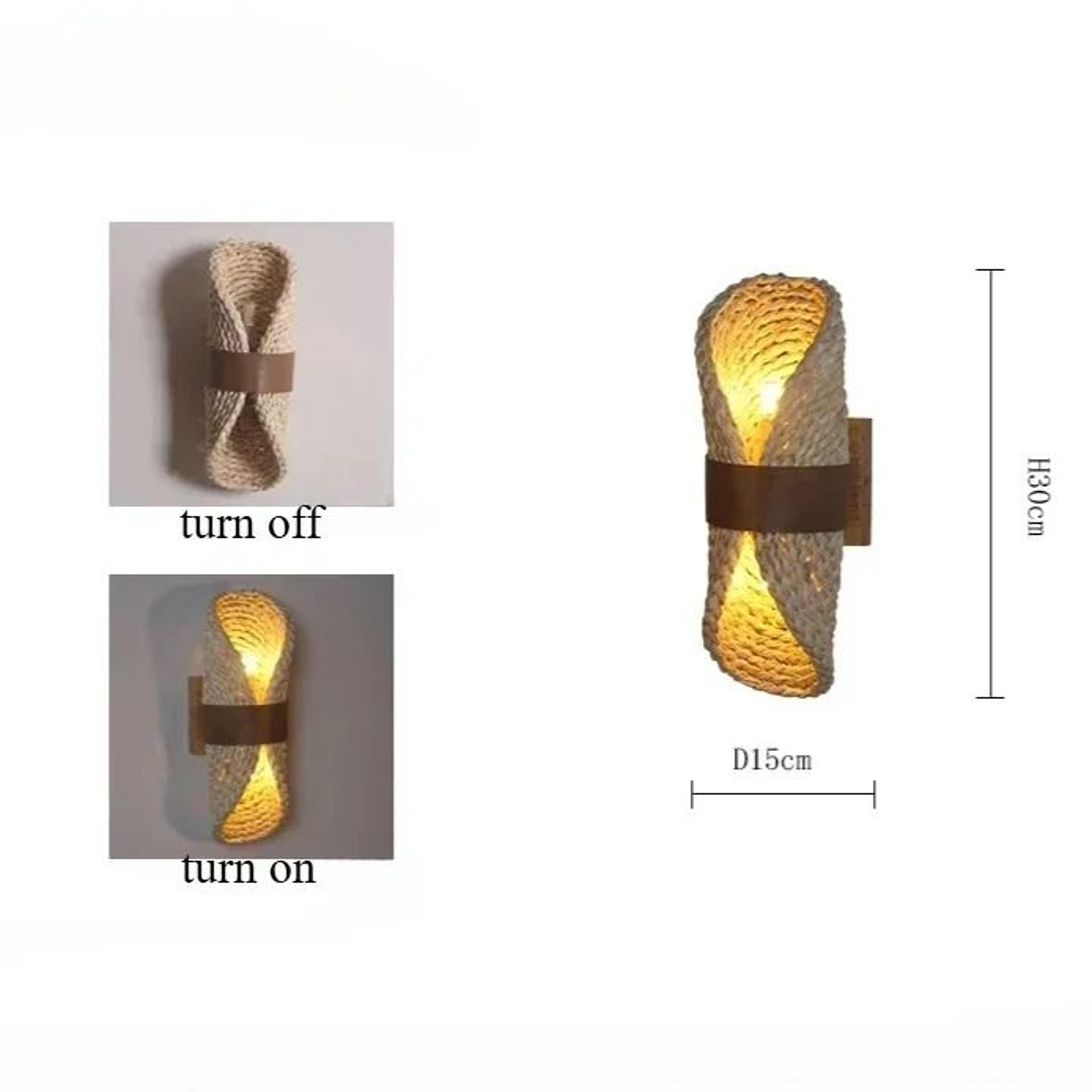 Hand Woven Rattan Wall Lamp Japanese Retro WabiSabi Style Natural Material Sconce For Tea Room Bedr 6