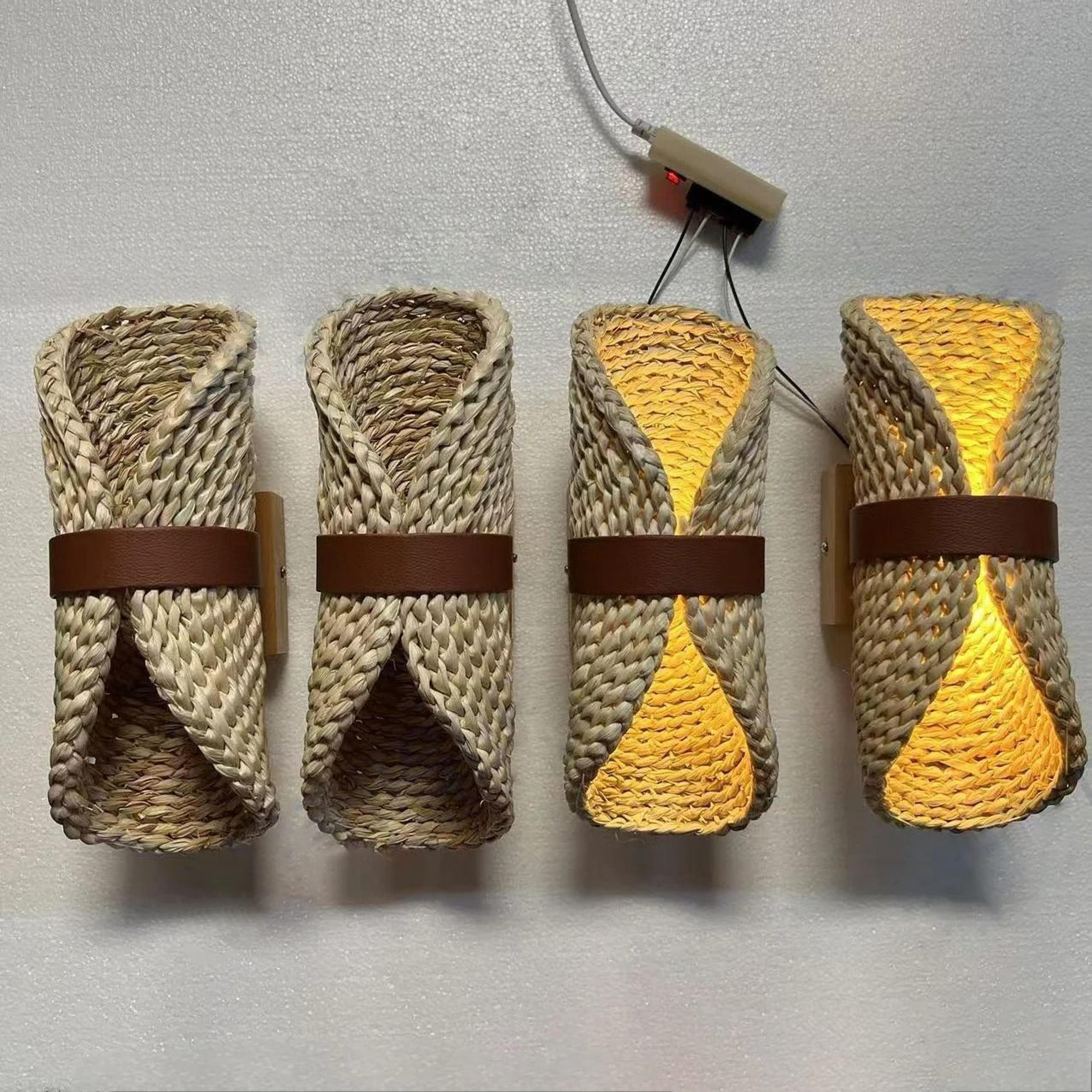Hand Woven Rattan Wall Lamp Japanese Retro WabiSabi Style Natural Material Sconce For Tea Room Bedr 5