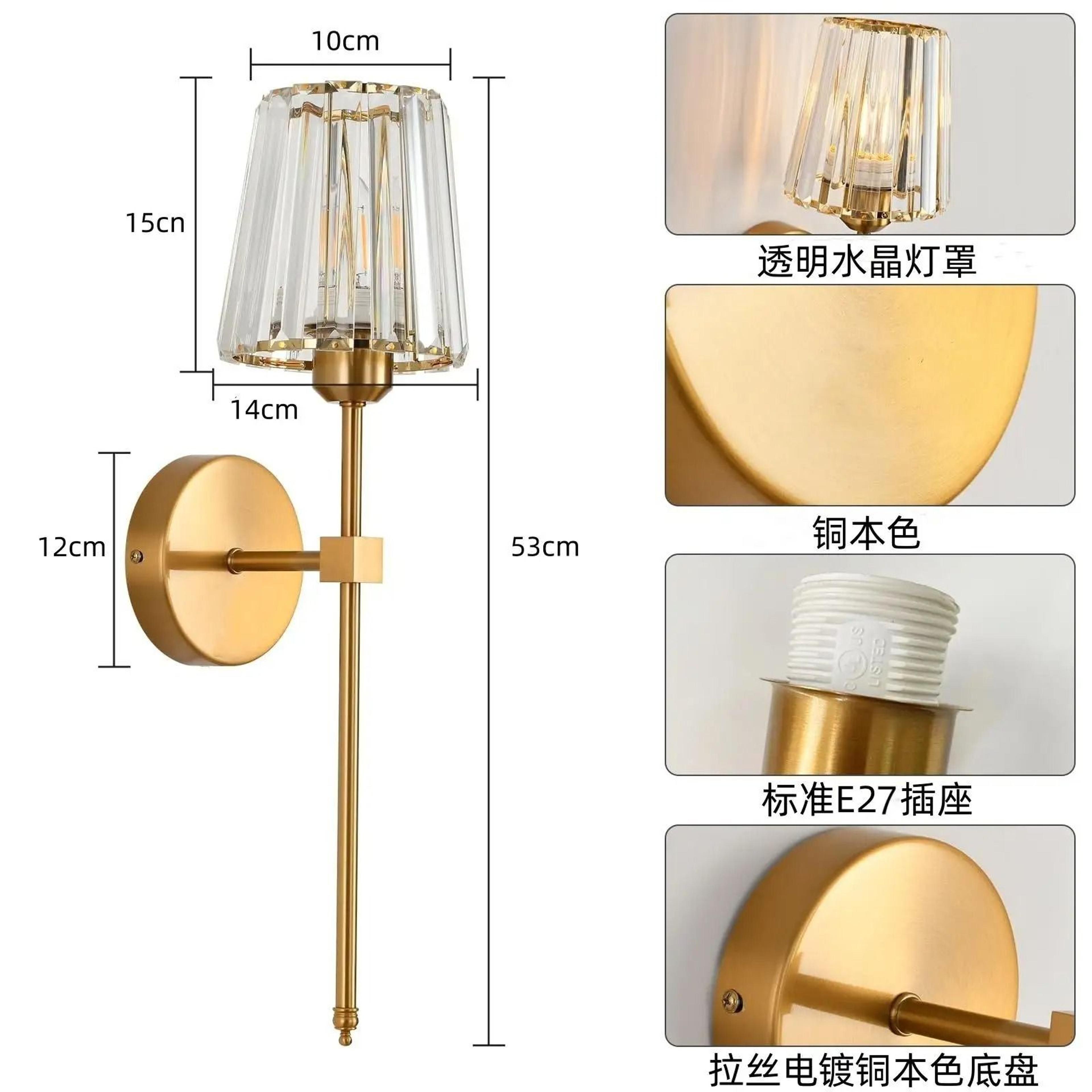 Modern Crystal Wall Light Nordic Glass LED Sconce For Bedroom Living Room  Dining Room 5