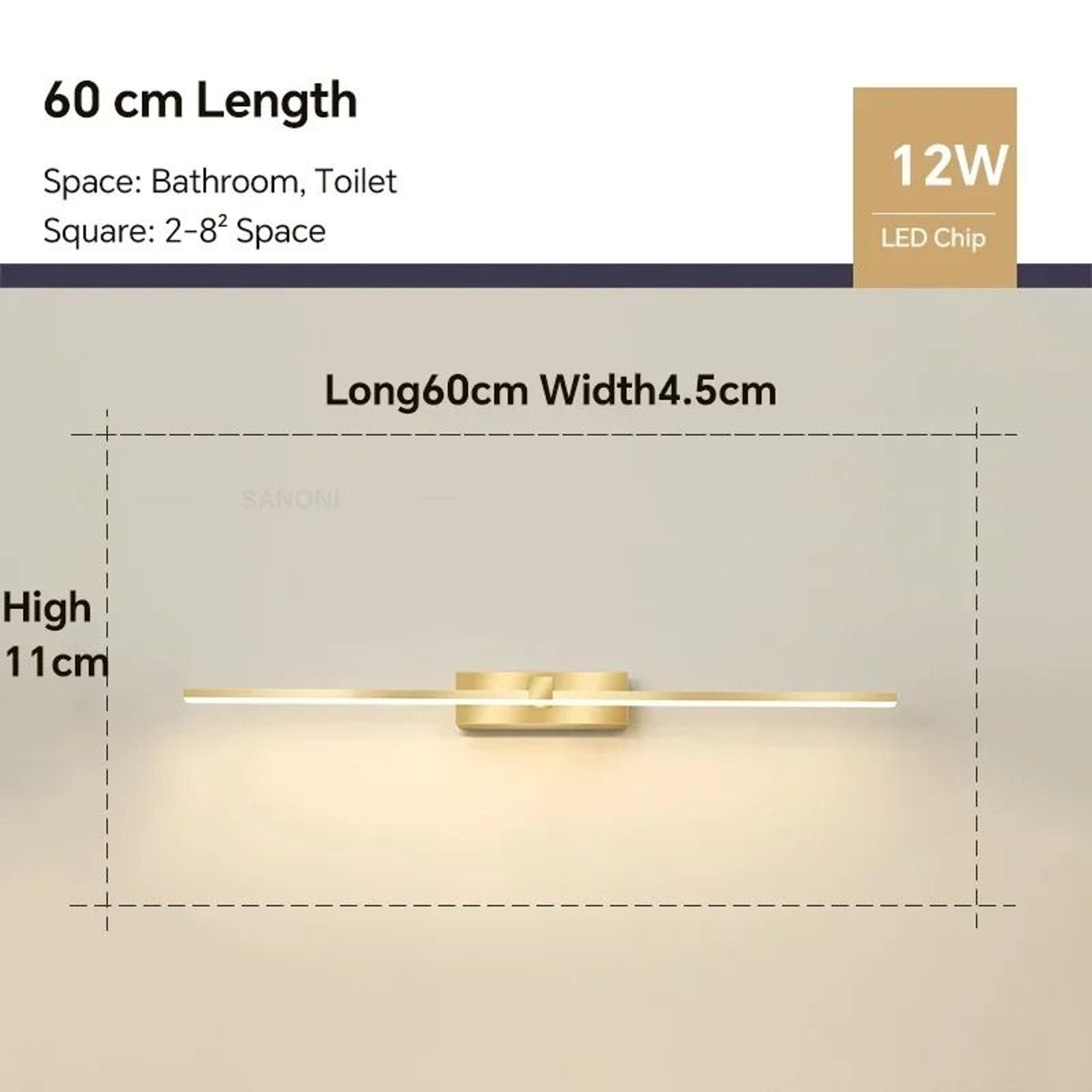 Modern 3Color LED Bathroom Mirror Wall Light Aluminum Linear Vanity Sconce Hardware 10