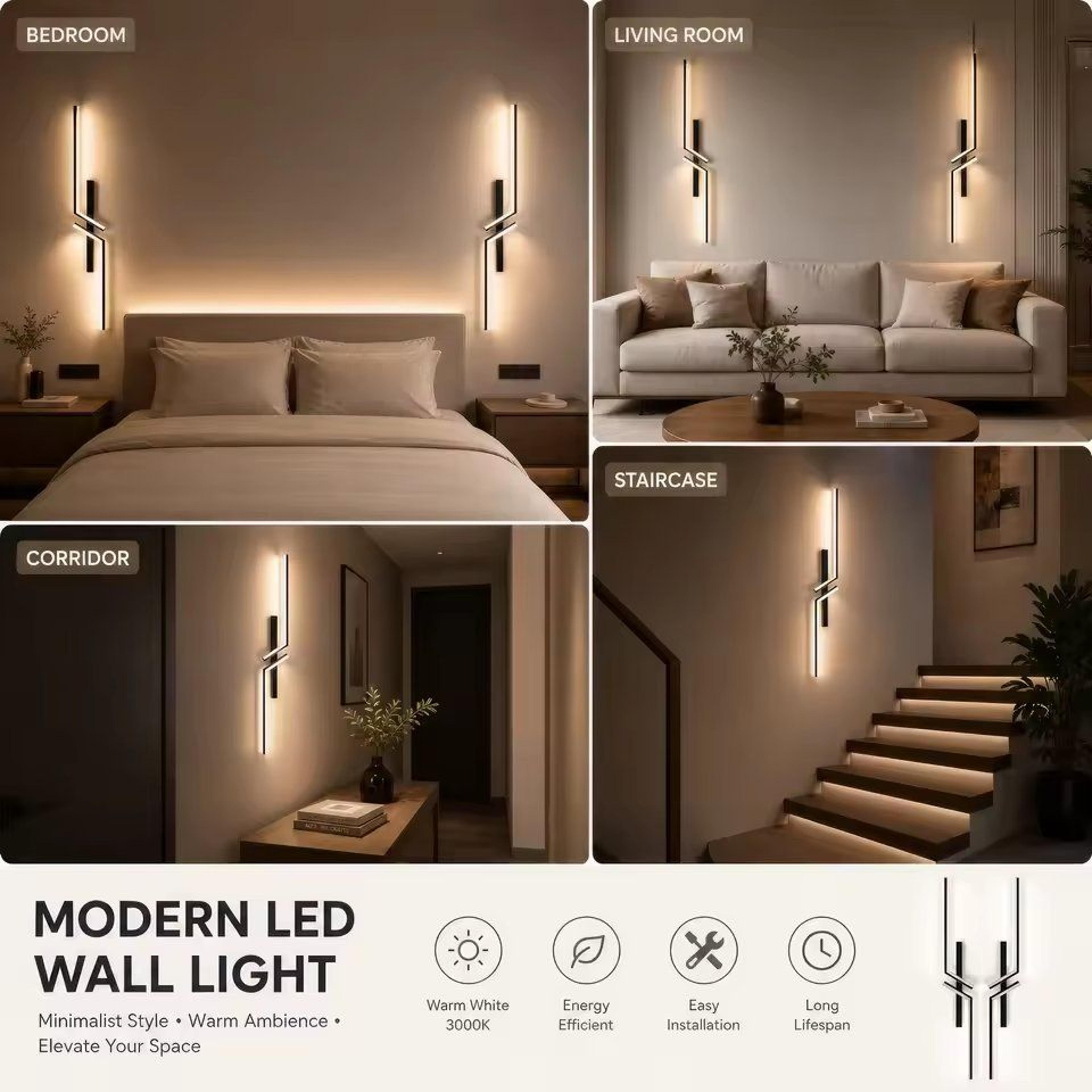 Modern Minimalist 3Color LED Wall Sconce Indoor Background Lamp For Bedroom Bedside  Living Room TV 4