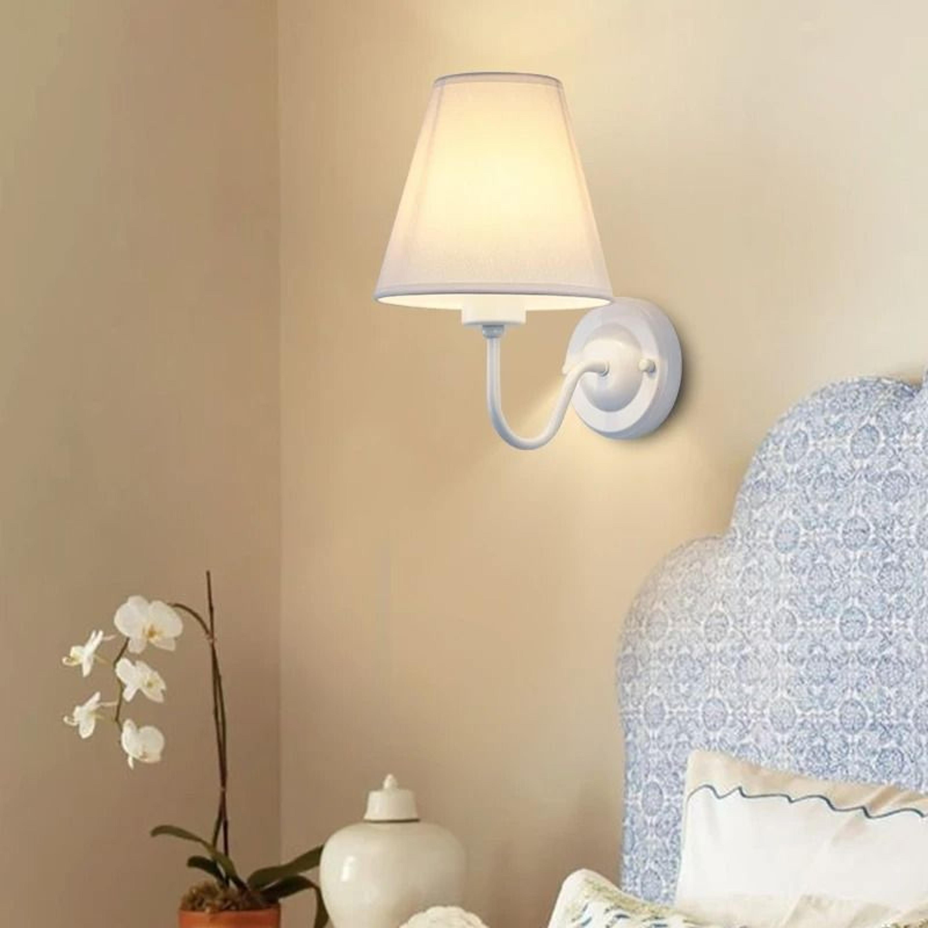 Nordic Retro Fabric LED Wall Lamp Modern E27 Interior Sconce For Hotel Bedroom  Living Room 1
