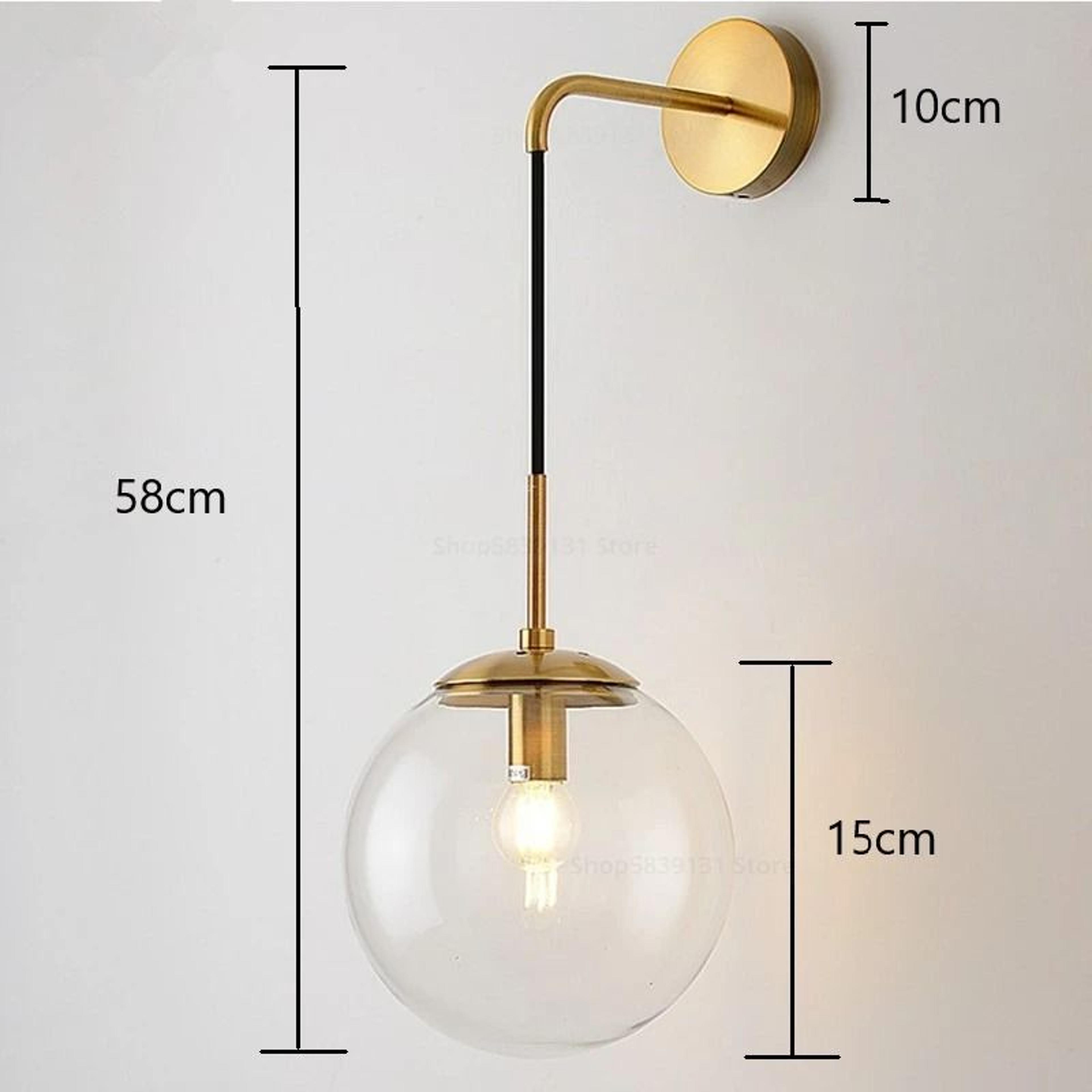 Nordic Modern Vintage Glass Ball LED Wall Lamp 15cm Globe Bedside Sconce For Bedroom  Living Room 2