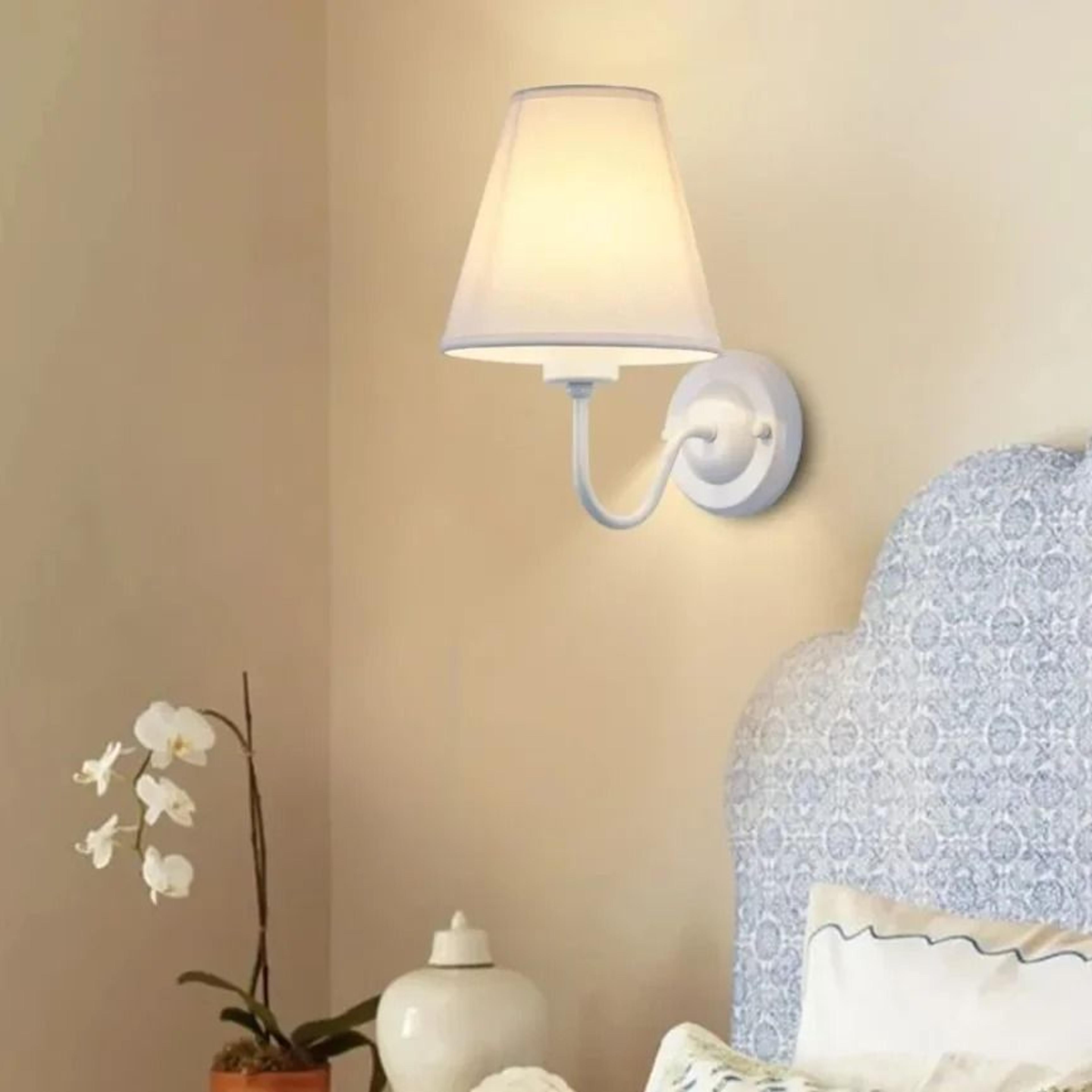 Retro Fabric Shade LED Wall Lamp Creative E27 Sconce For Bedroom Bedside Living Room  Hotel Decor 1