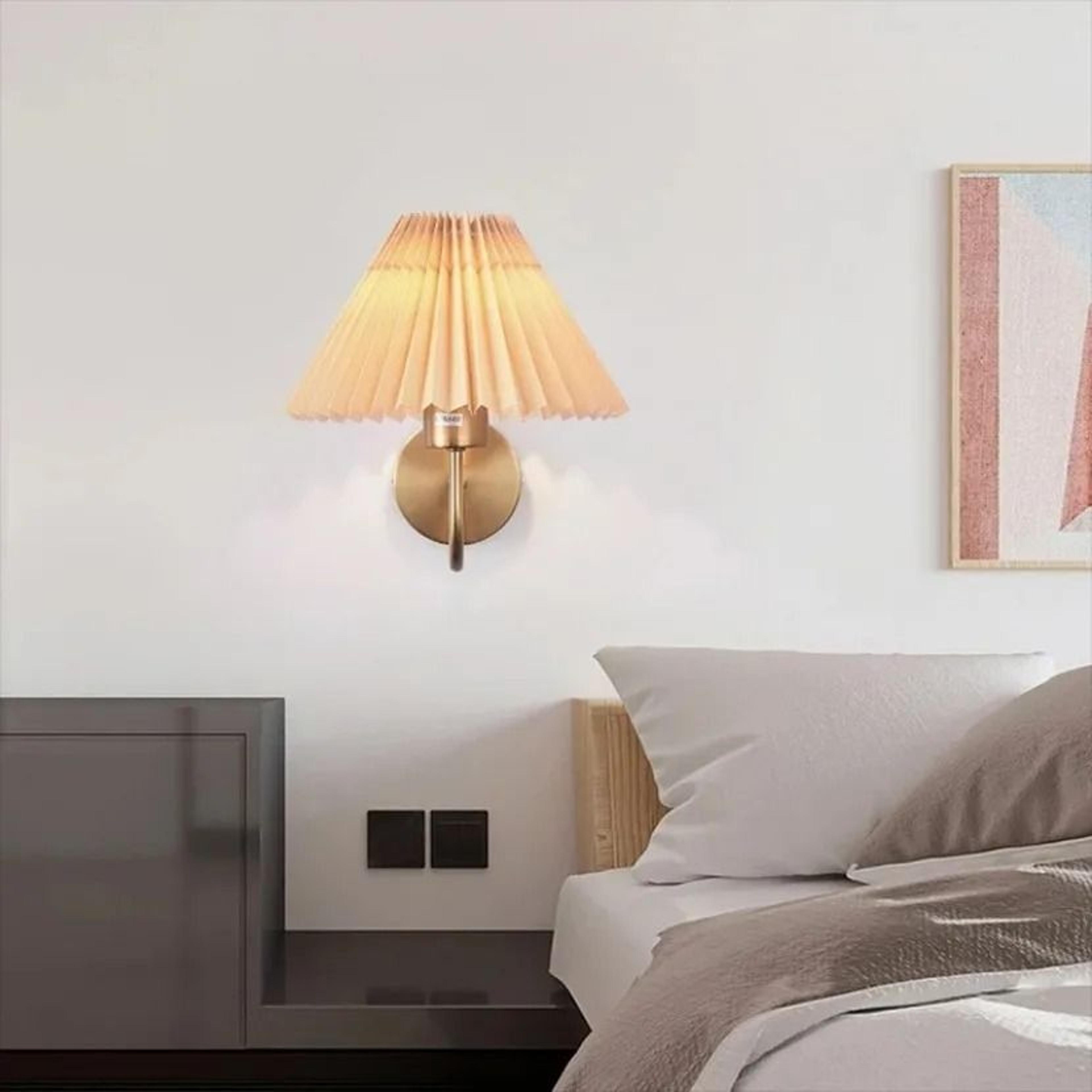 Nordic Retro Pleated Umbrella LED Wall Lamp Creative Decorative Sconce For Bedroom Bedside  Living  3
