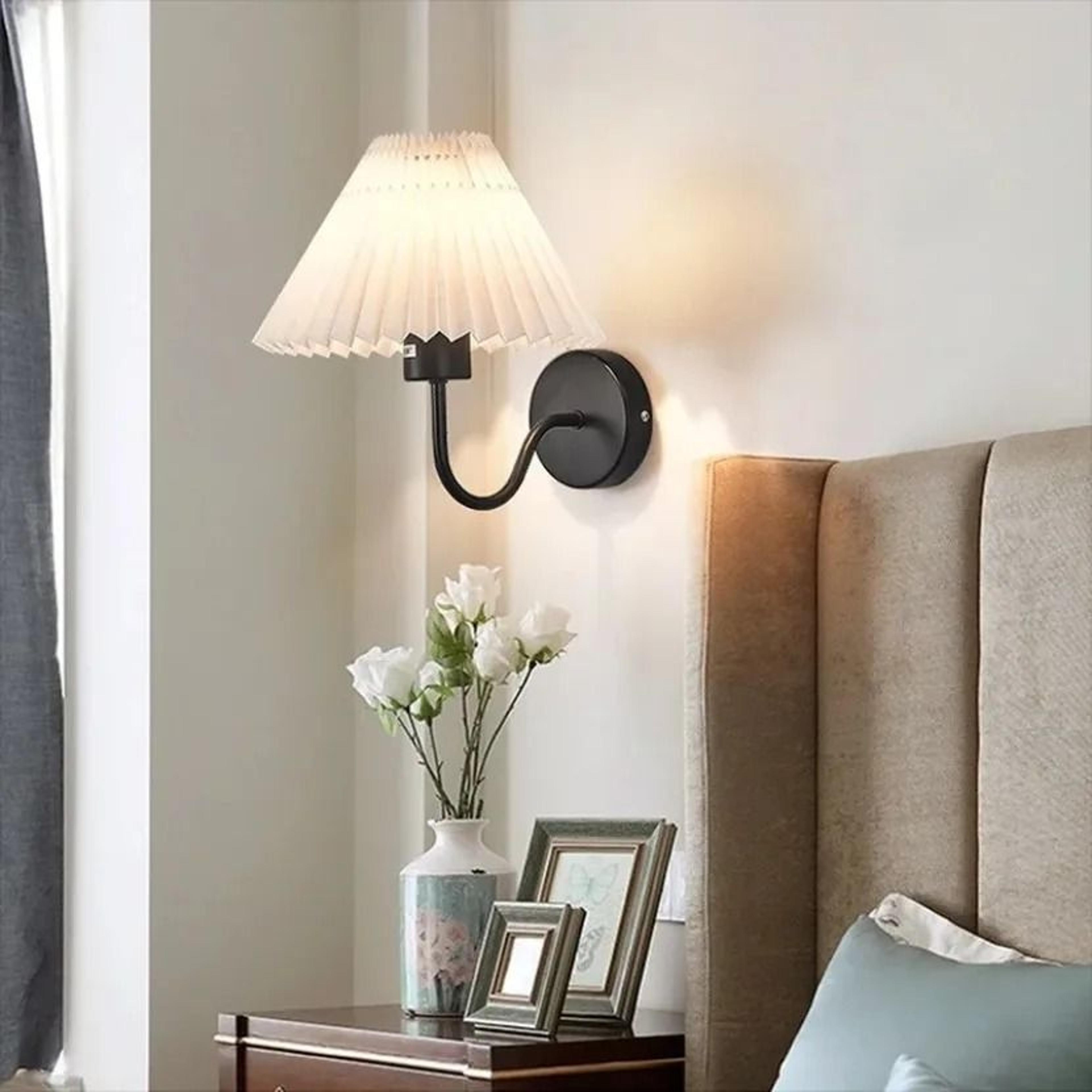 Nordic Retro Pleated Umbrella LED Wall Lamp Creative Decorative Sconce For Bedroom Bedside  Living  1