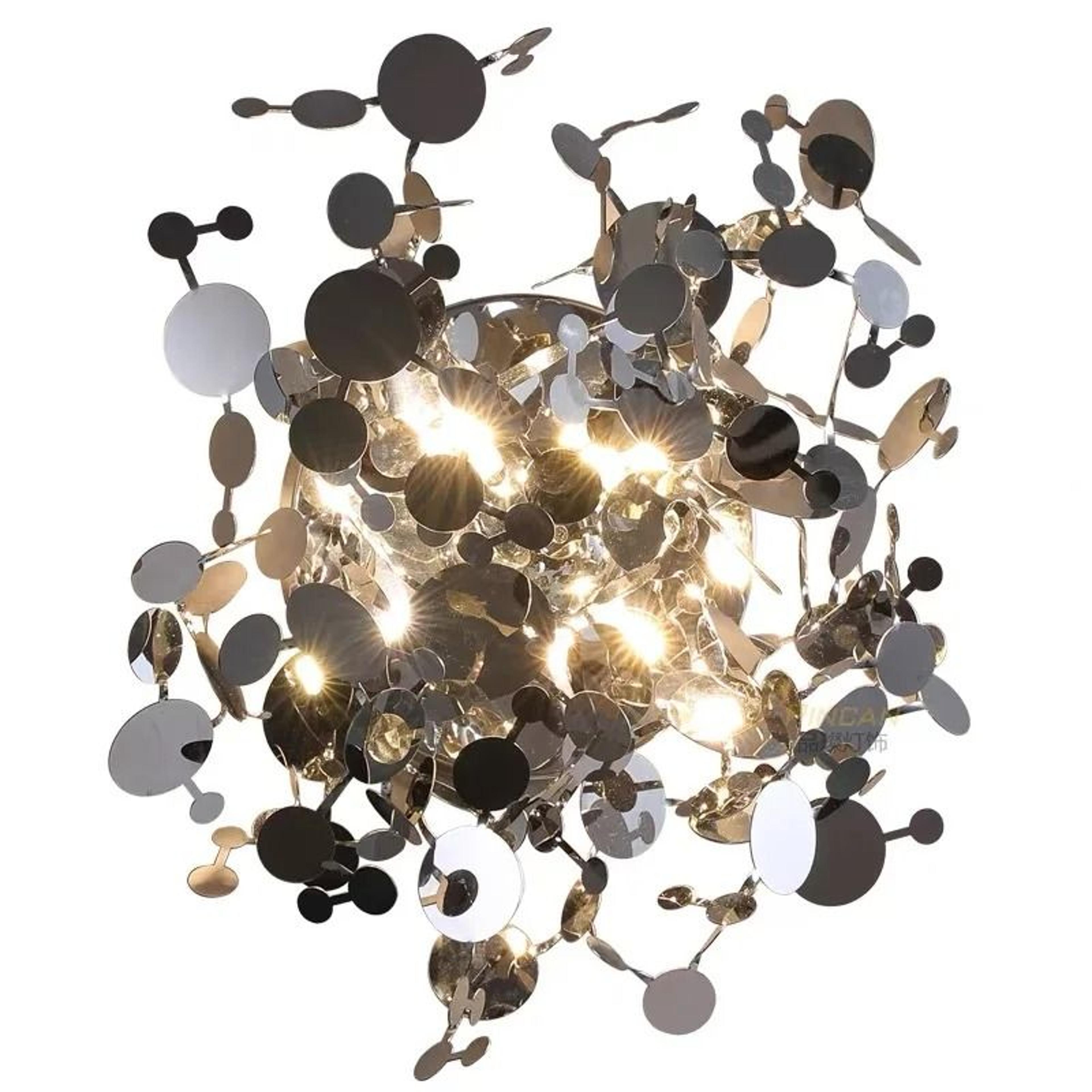 Italian Designer Stainless Steel Leaf Wall Lamp Sconce 40cm Luxury Accent Light 4