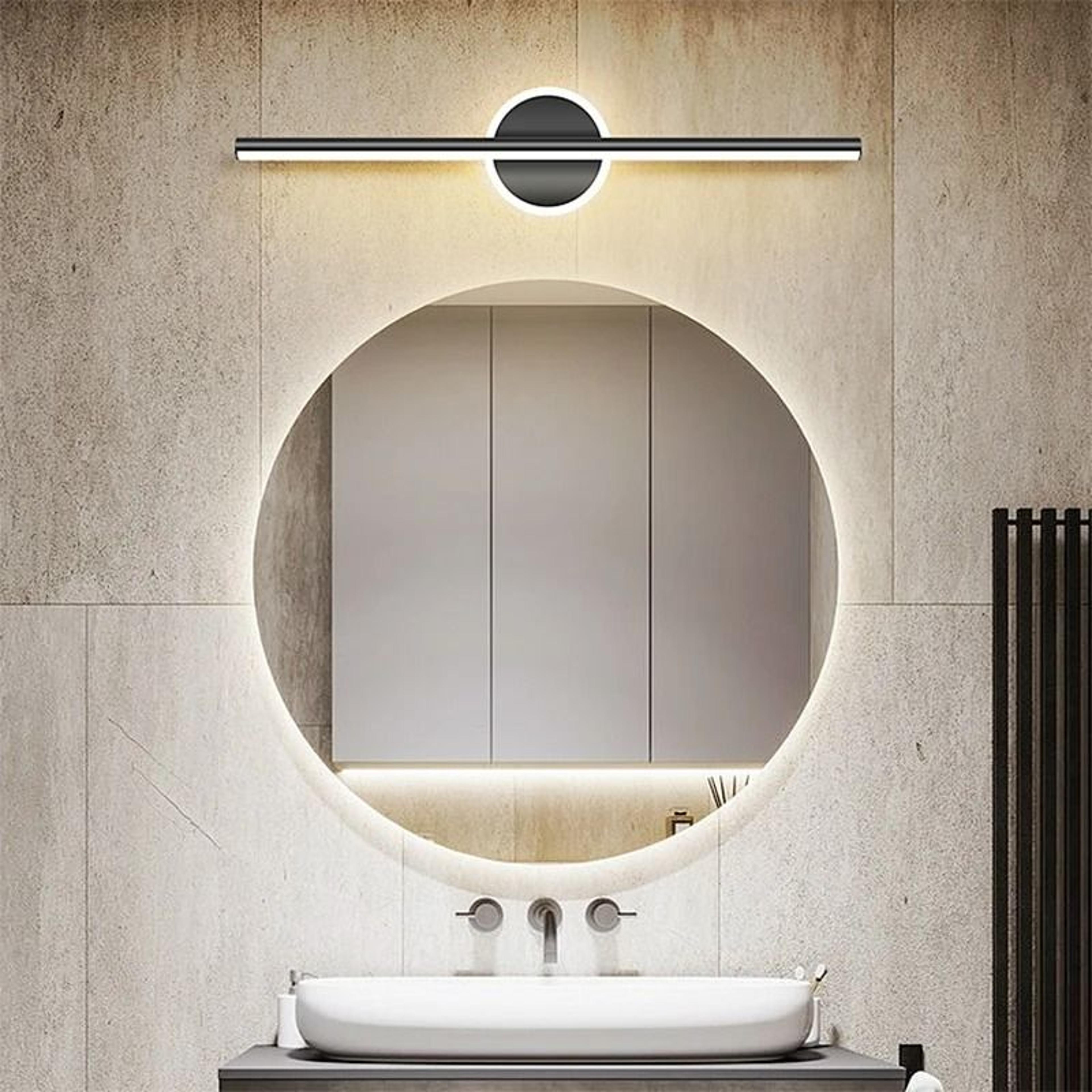 Modern Black LED Long Strip Bathroom Vanity Light 40cm 60cm  80cm Linear Mirror Wall Sconce 2