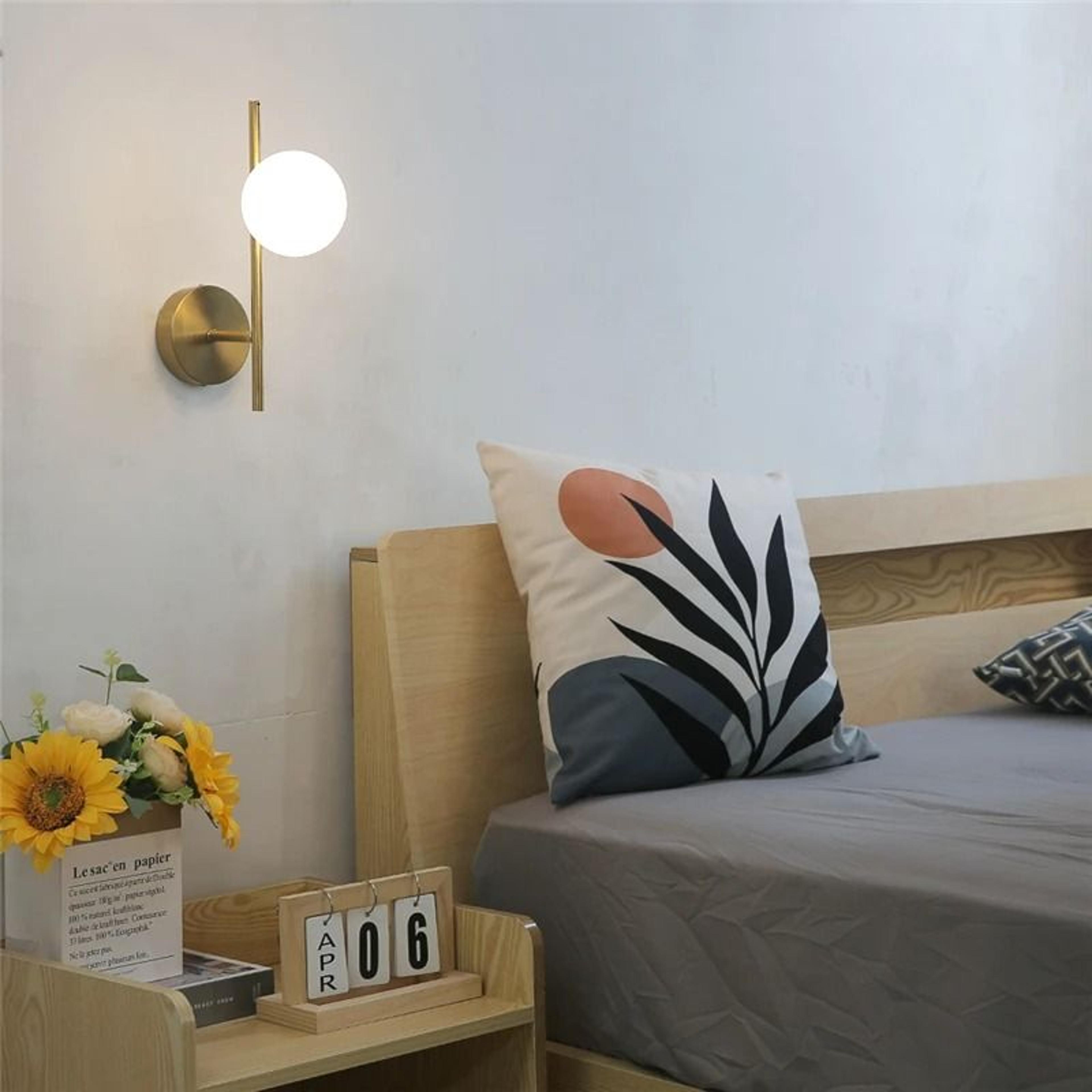 Modern Double Glass Ball LED Wall Lamp In Golden Finish 3