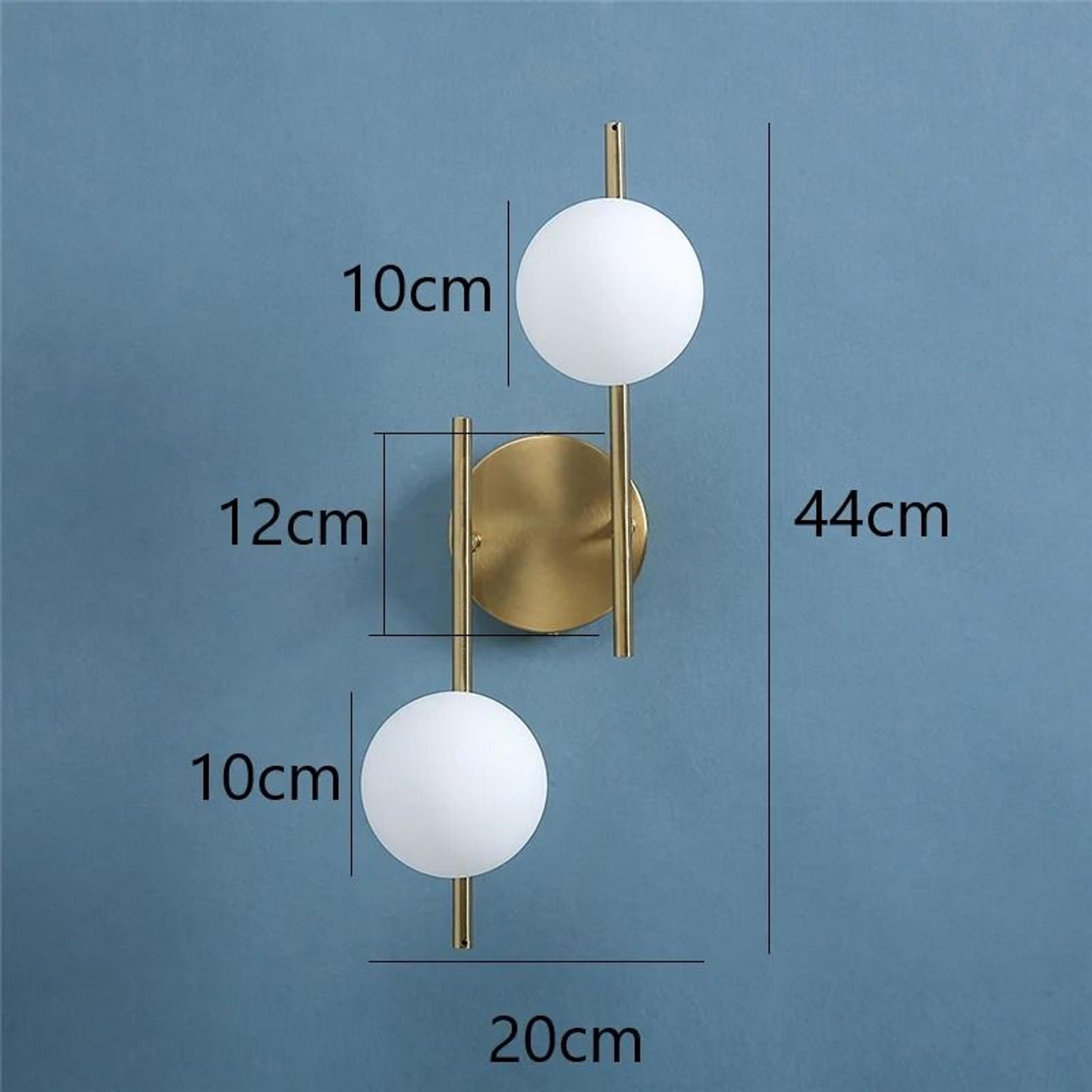 Modern Double Glass Ball LED Wall Lamp In Golden Finish 7