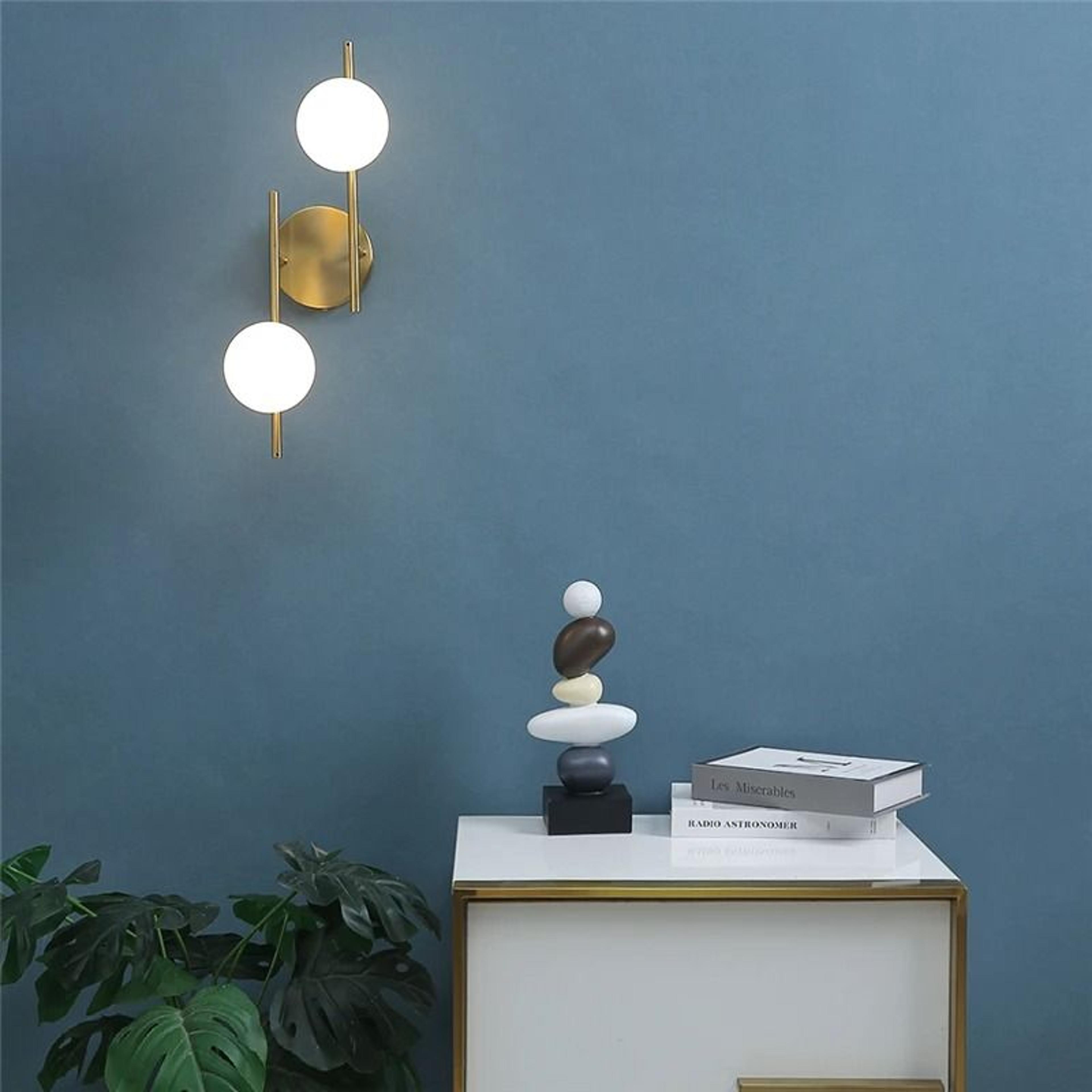 Modern Double Glass Ball LED Wall Lamp In Golden Finish 1