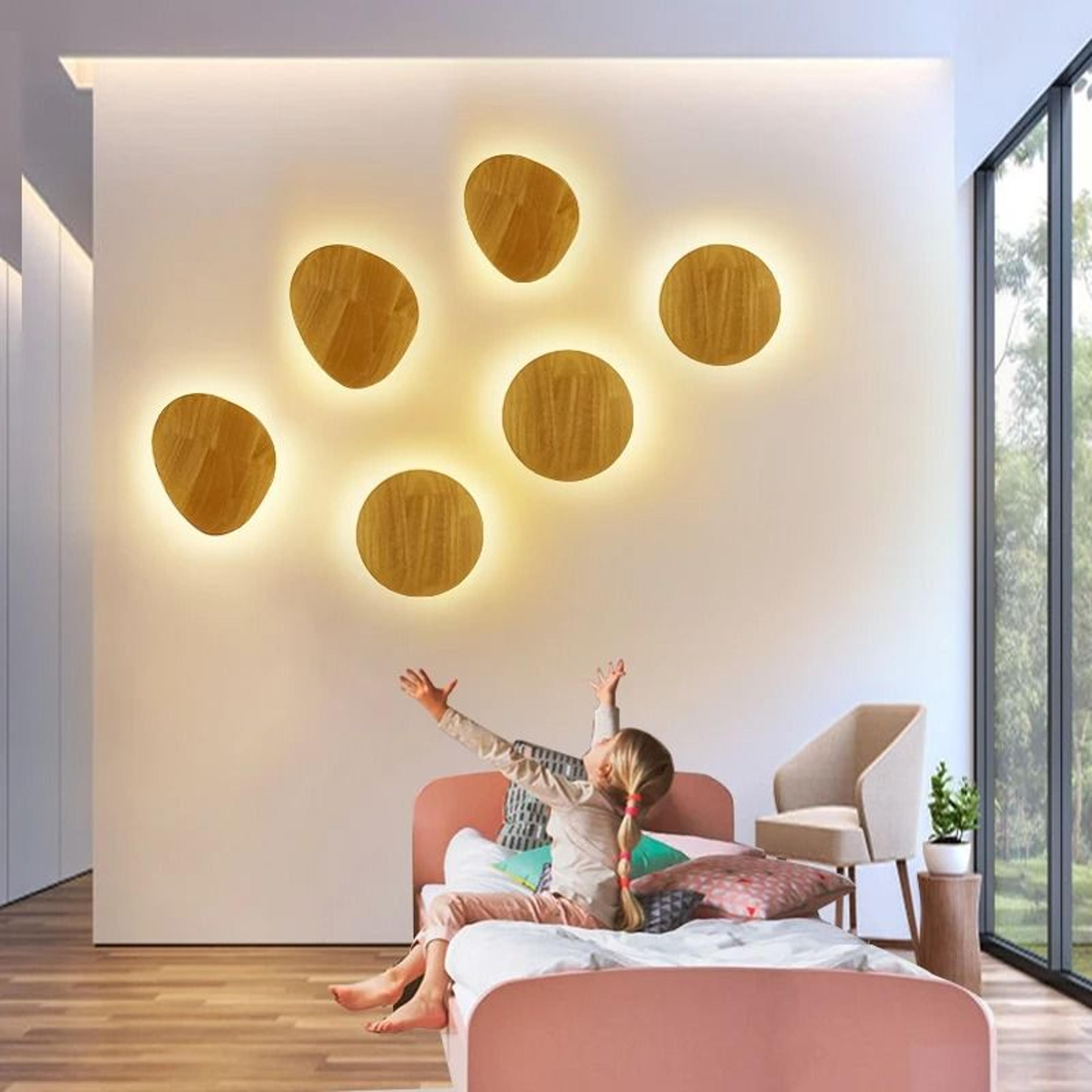 Nordic Circular Wooden LED Wall Lamp For Bedroom  Staircase 1