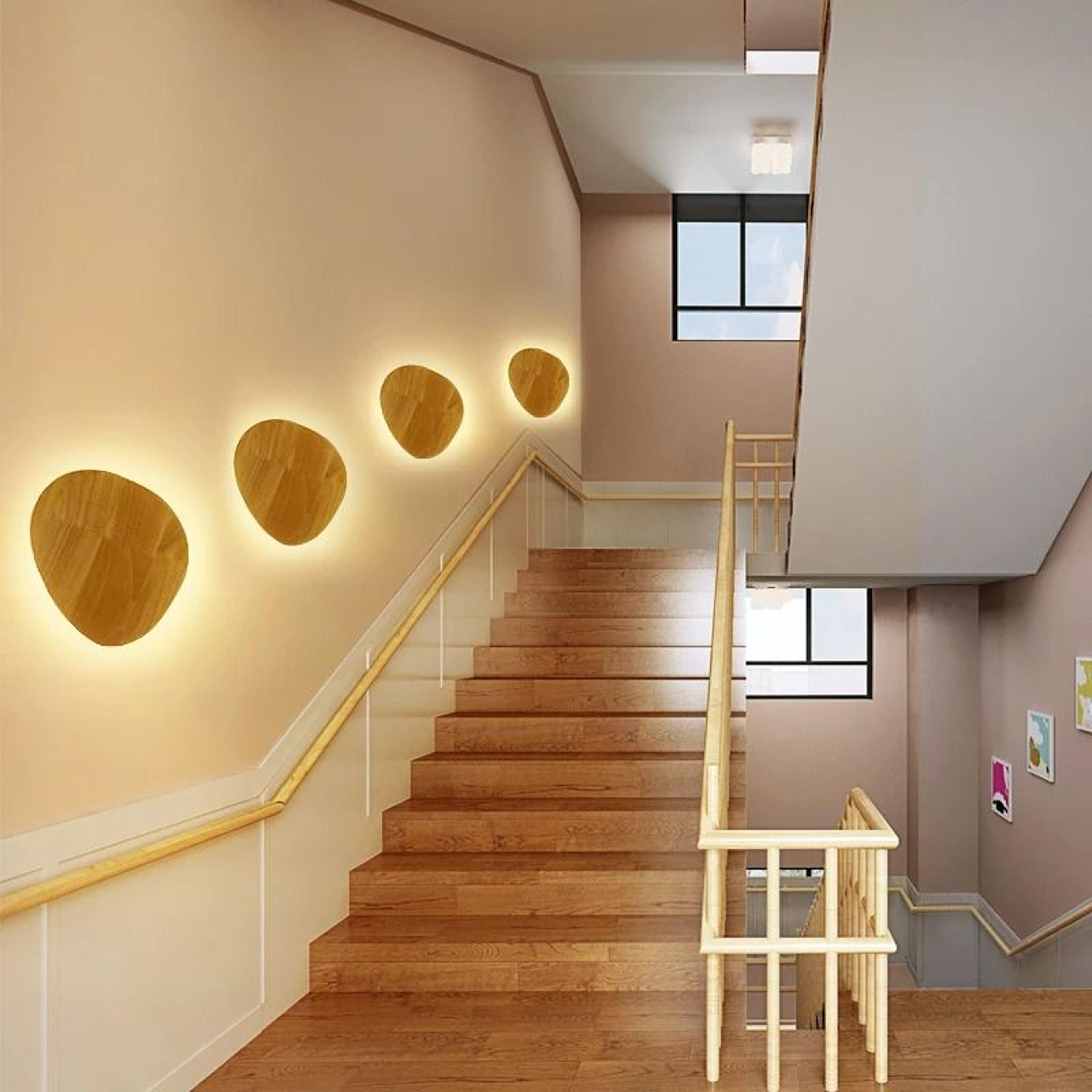 Nordic Circular Wooden LED Wall Lamp For Bedroom  Staircase 3
