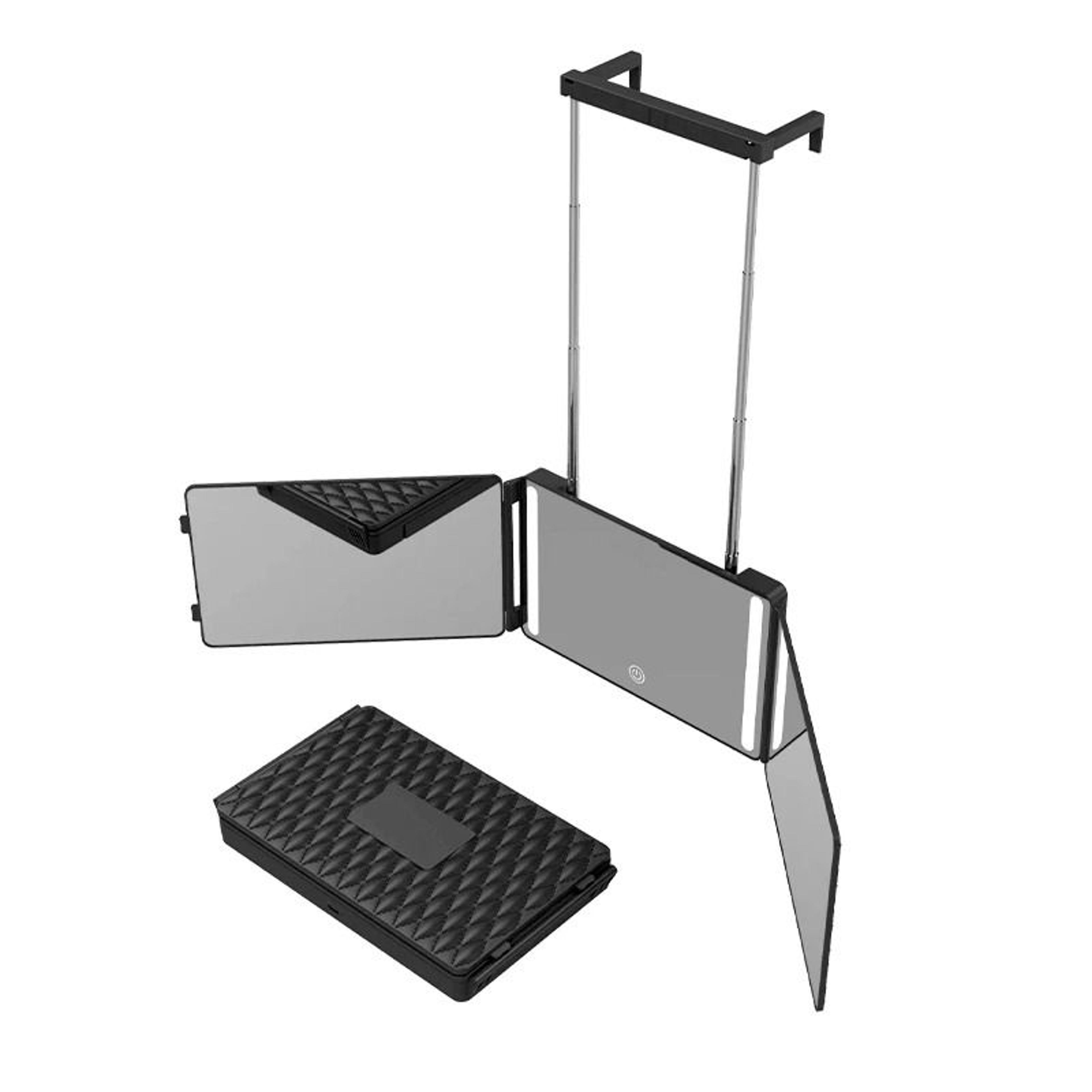 3Way 360 LED Haircut Mirror With DoorHanging Hooks  Portable Folding Design 7