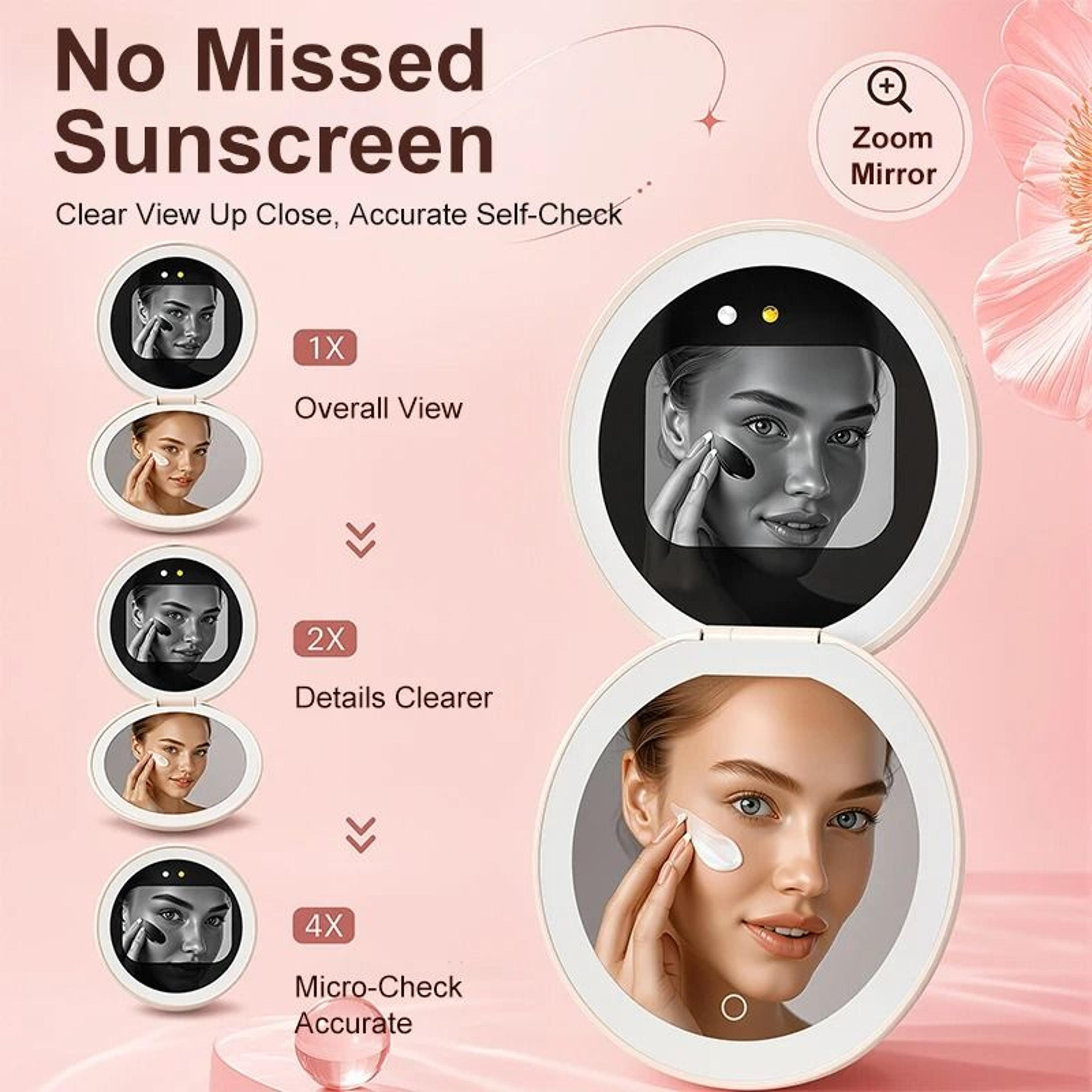 TJMIR UV Smart Sunscreen Portable LED Makeup Mirror With UV Detection 1