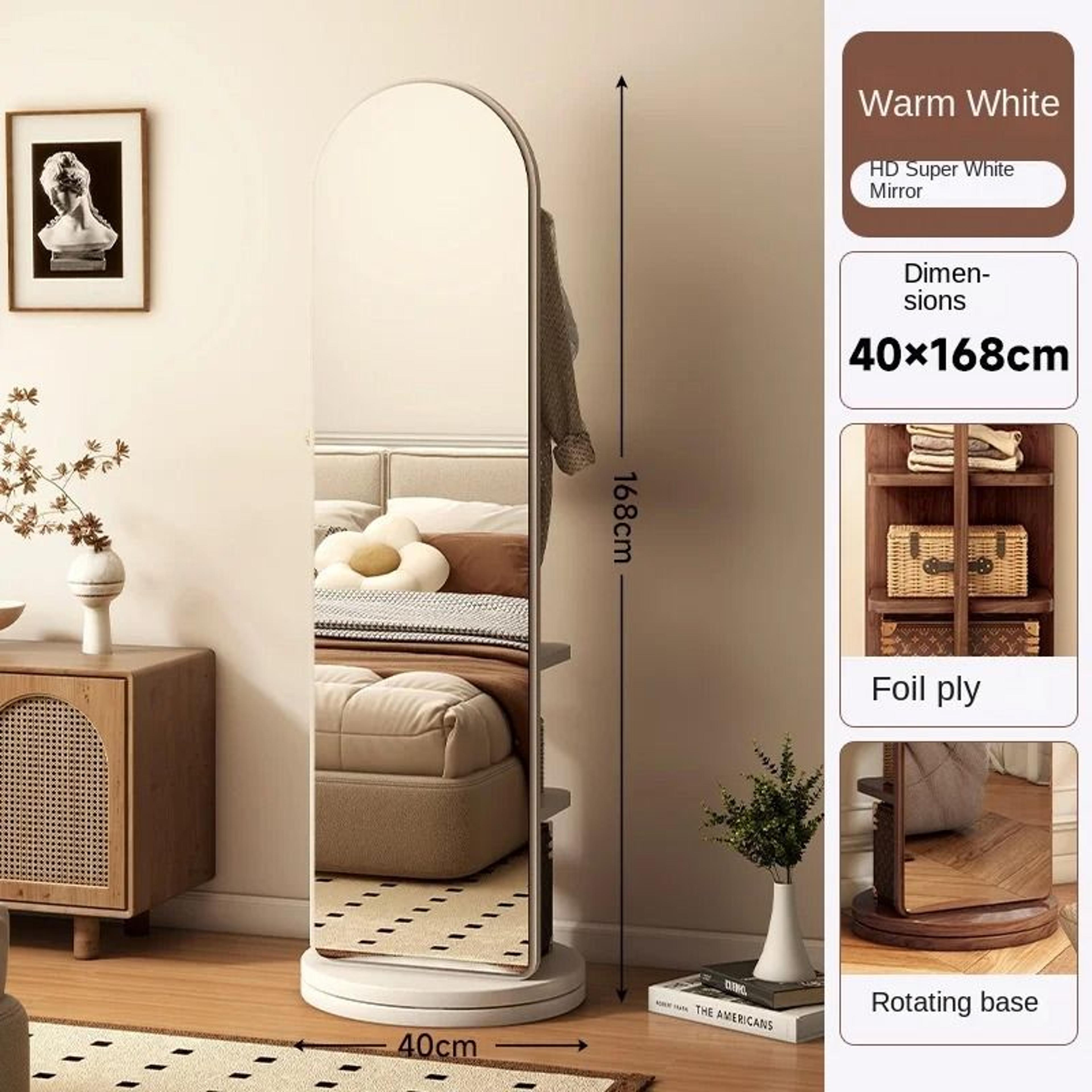 MultiFunction Rotating FullLength Floor Mirror With BuiltIn Coat Rack 8